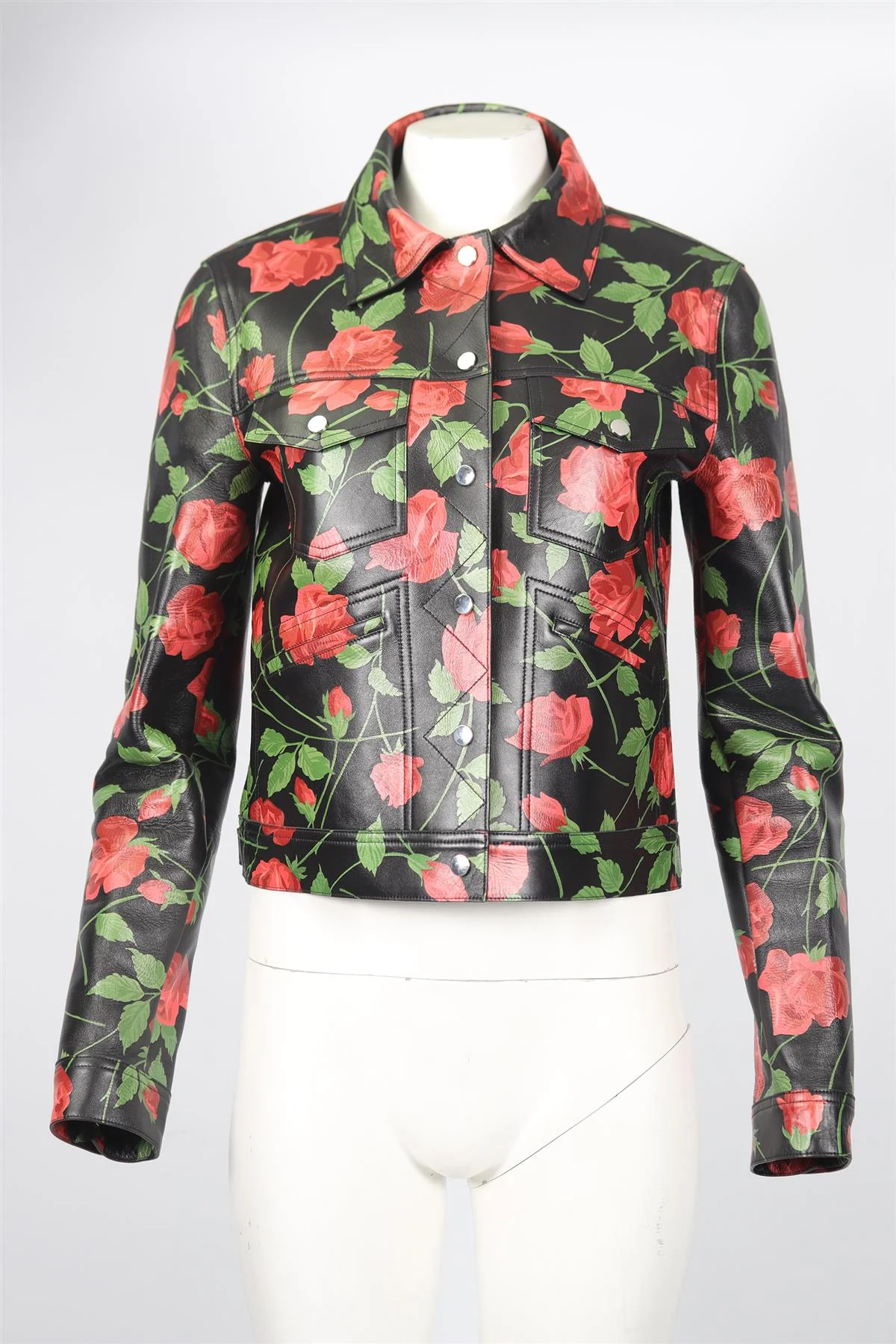 MICHAEL KORS FLORAL PRINT LEATHER JACKET US 8 UK 12 - Image 2