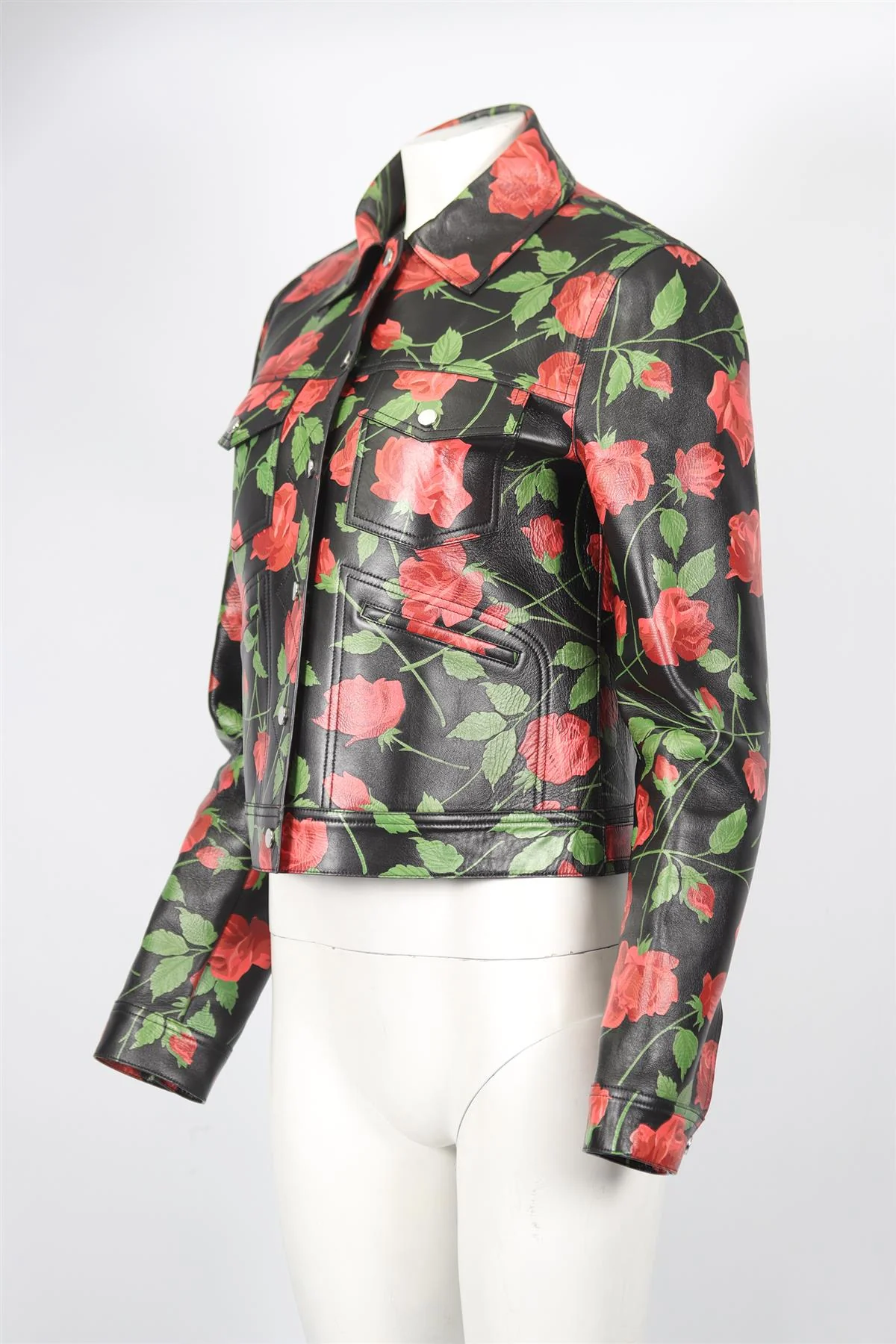 MICHAEL KORS FLORAL PRINT LEATHER JACKET US 8 UK 12 - Image 3