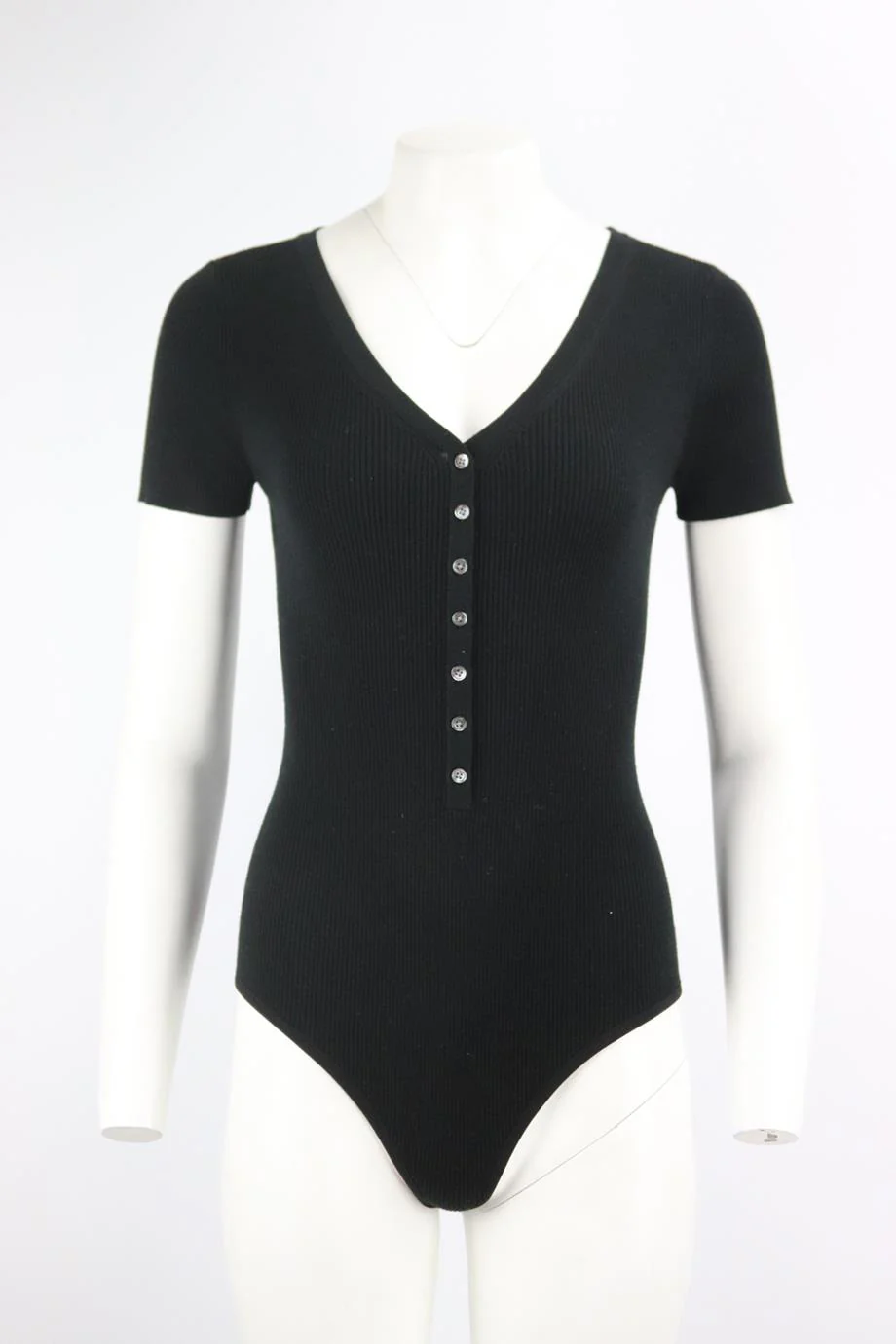 MICHAEL KORS RIBBED STRETCH WOOL BLEND BODYSUIT MEDIUM - Image 2