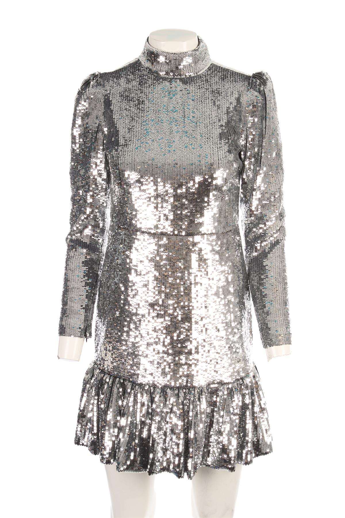 MICHAEL MICHAEL KORS SILVER SEQUIN MINI DRESS US 2 UK 6 - Image 2