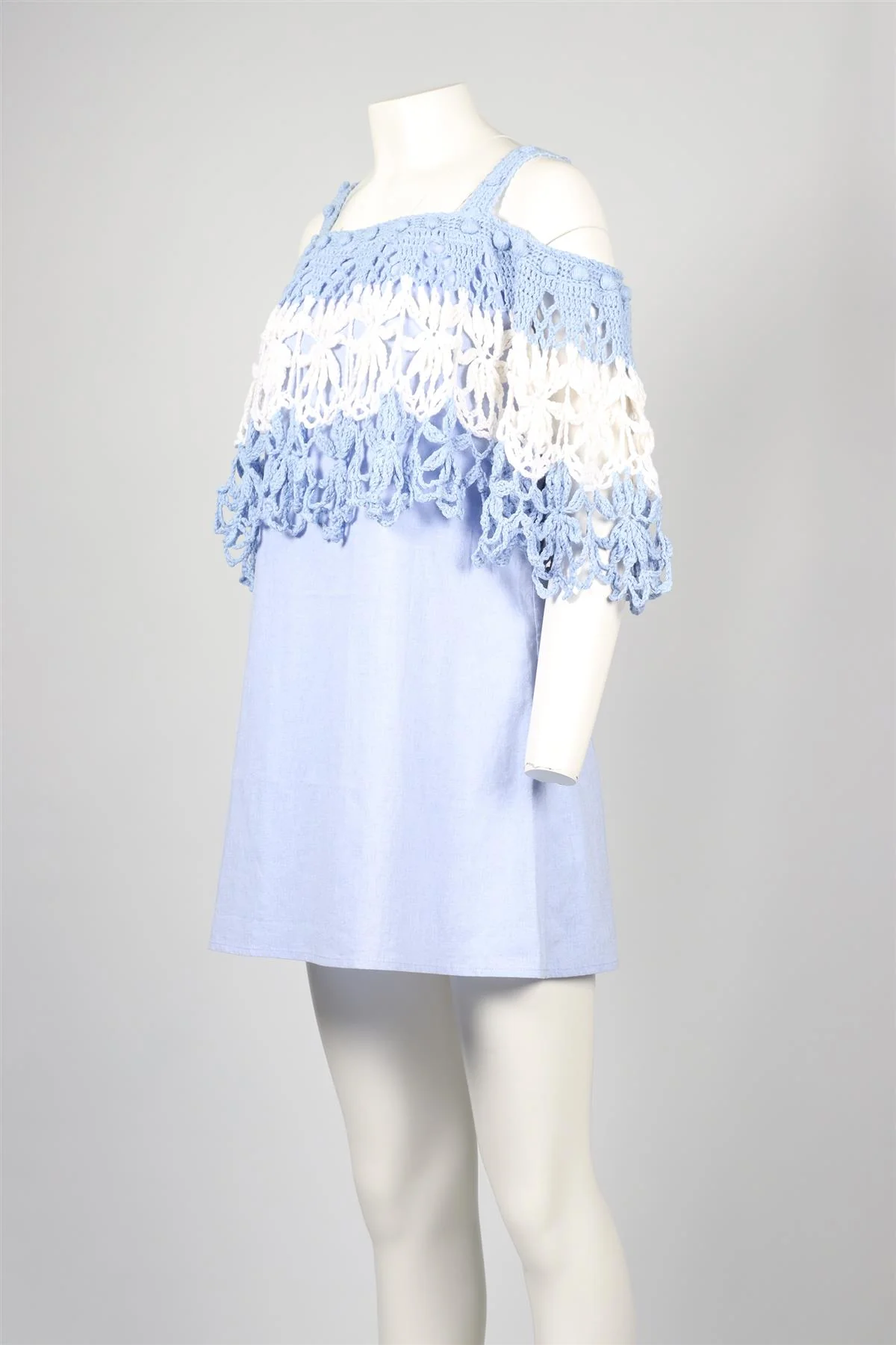 MICHAELA BUERGER BLUE CROCHET MINI DRESS MEDIUM - Image 3