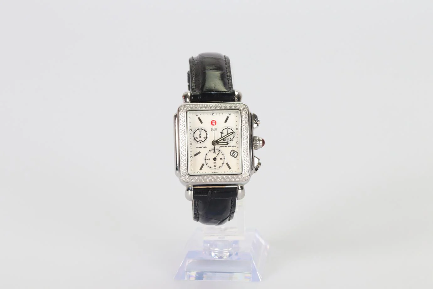 MICHELE DECO 71-6000 STAINLESS STEEL AND LEATHER WRIST WATCH - Image 3