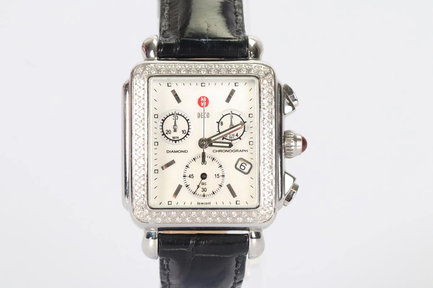 MICHELE DECO 71-6000 STAINLESS STEEL AND LEATHER WRIST WATCH - Image 4
