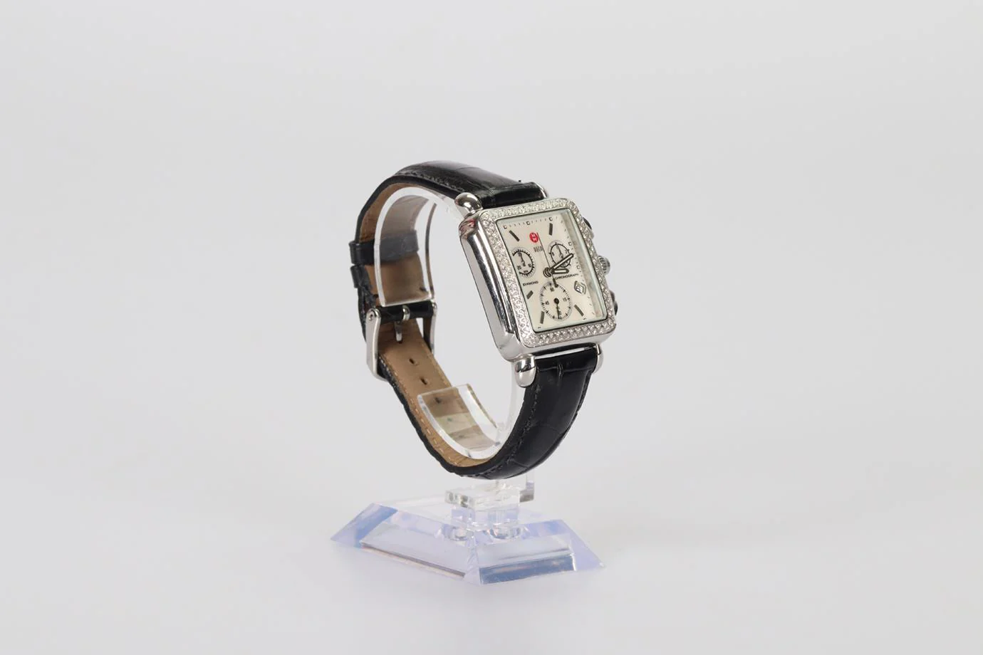 MICHELE DECO 71-6000 STAINLESS STEEL AND LEATHER WRIST WATCH - Image 6