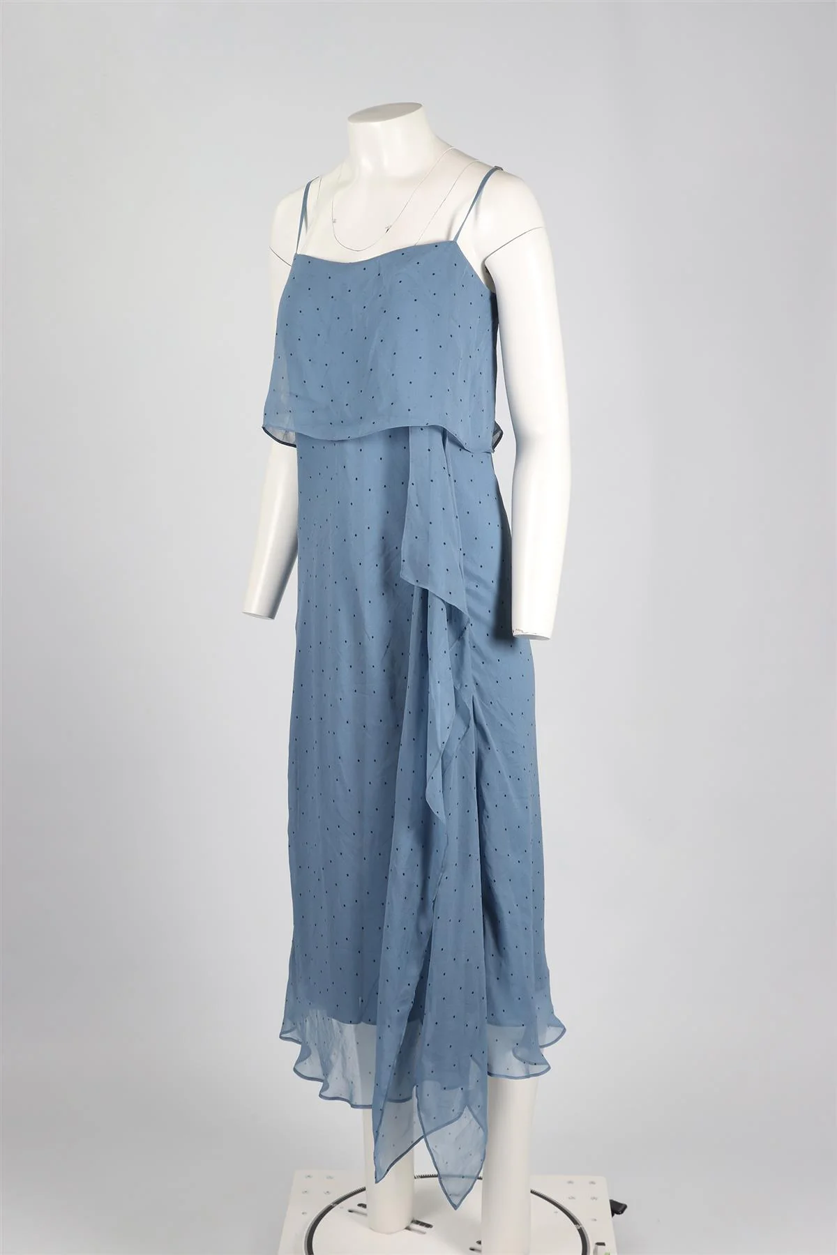 MICHELLE MASON BLUE SILK MAXI DRESS LARGE - Image 3