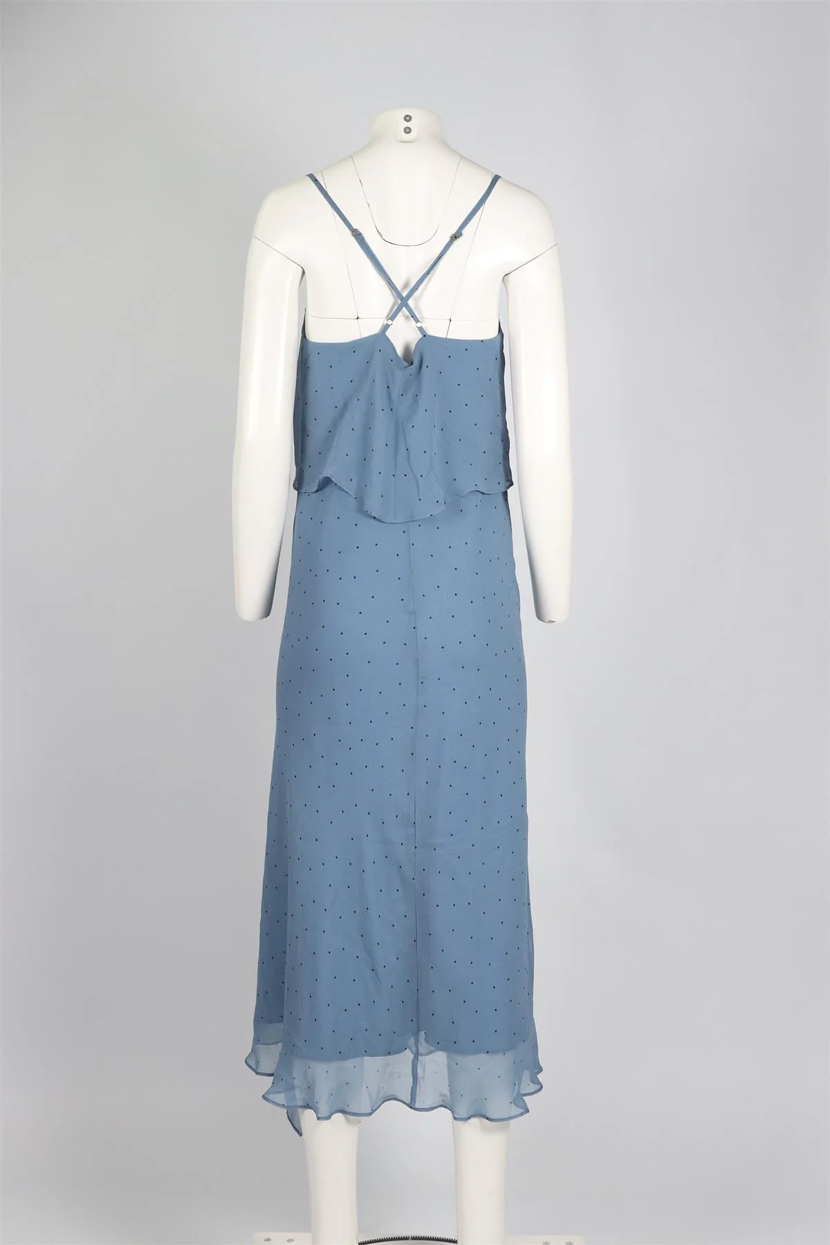 MICHELLE MASON BLUE SILK MAXI DRESS LARGE - Image 4