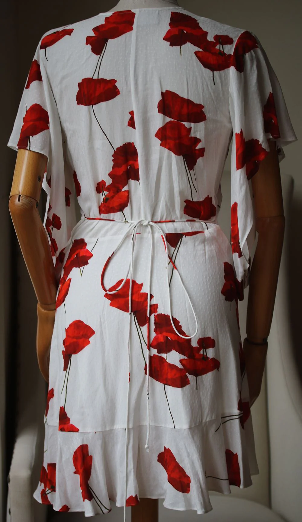 MICHELLE MASON FLUTTER SLEEVE WRAP MINI DRESS US 6 UK 10 - Image 4