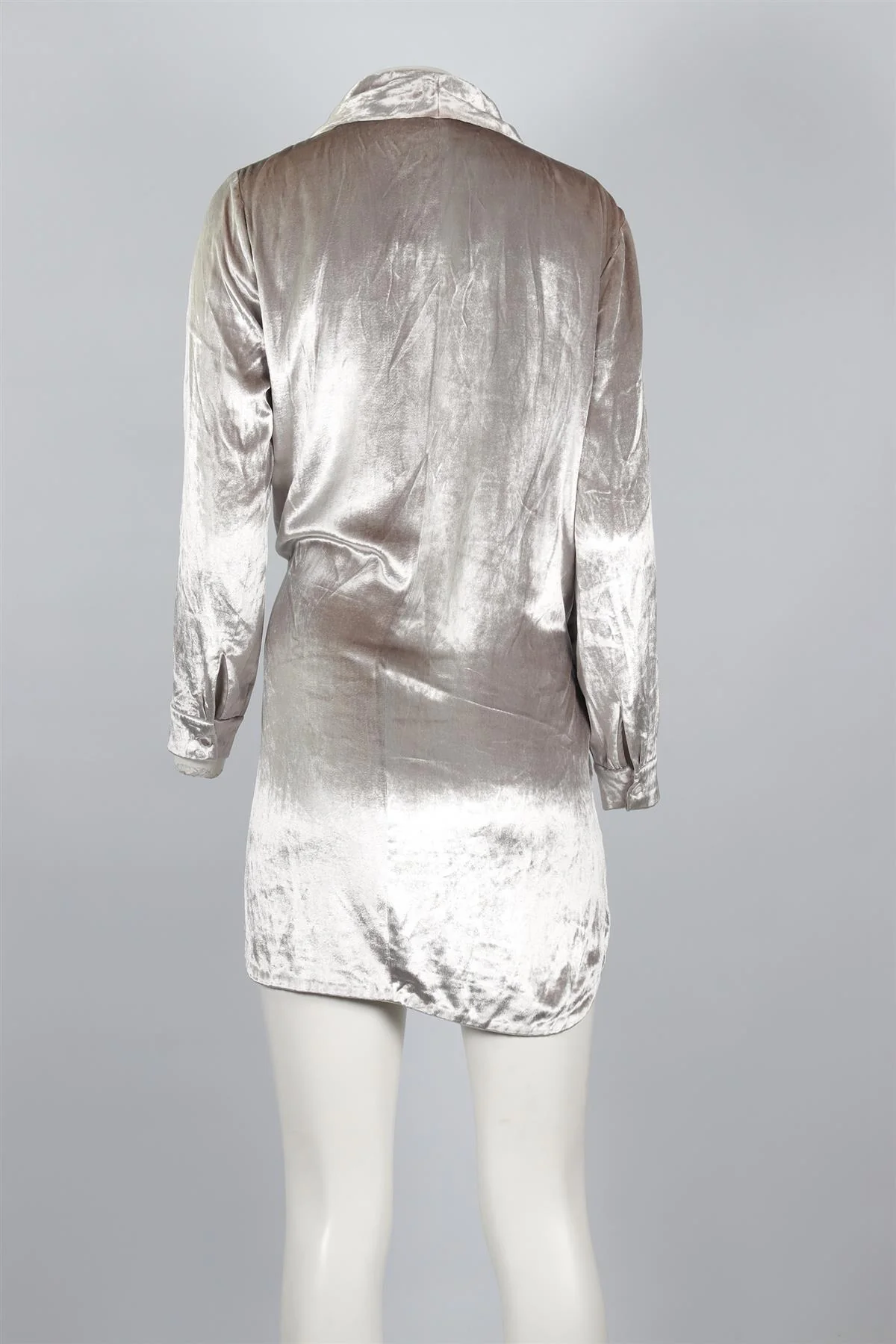 MICHELLE MASON GREY VELVET MINI DRESS US 2 UK 6 - Image 4