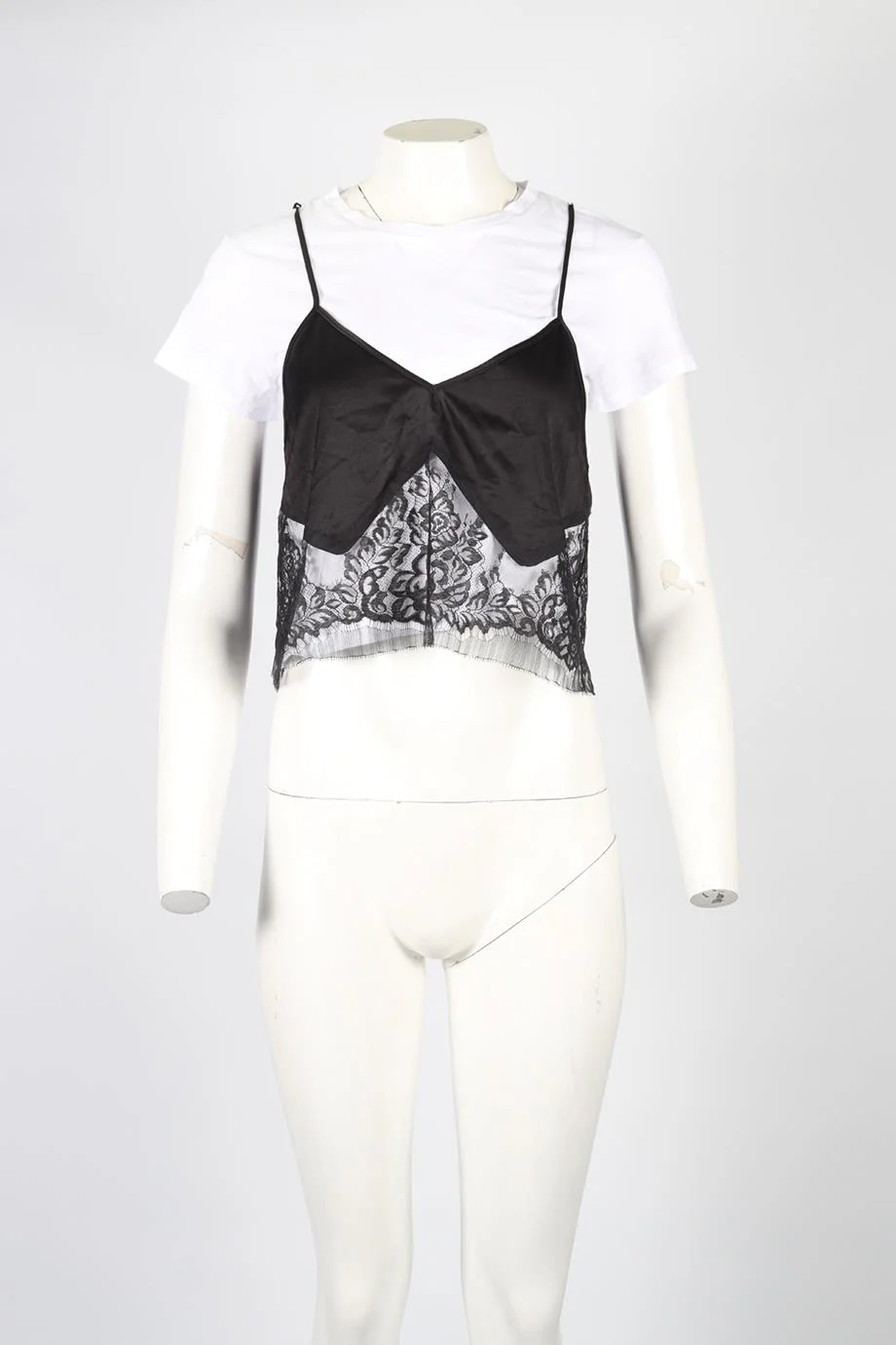 MICHELLE MASON LACE AND COTTON T-SHIRT SMALL - Image 2