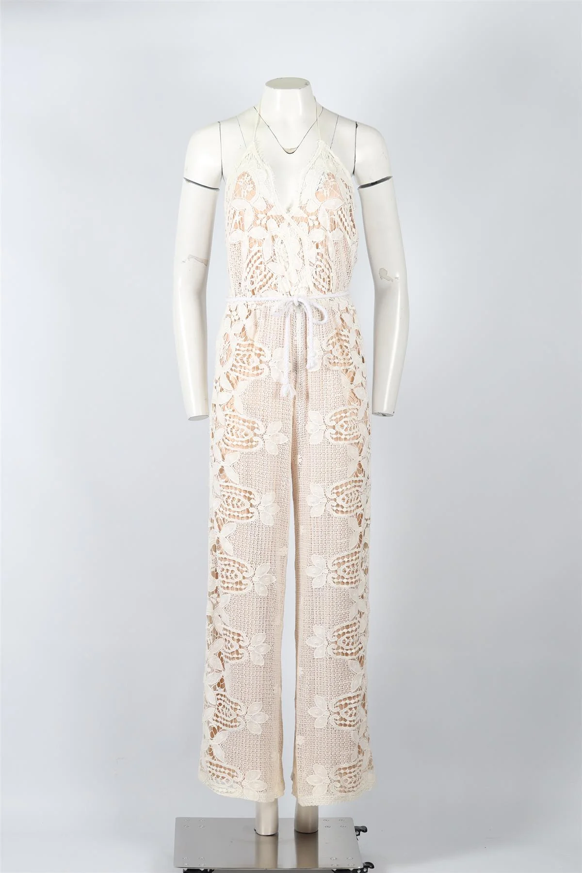 MIGUELINA HALTERNECK CROCHET JUMPSUIT SMALL - Image 2