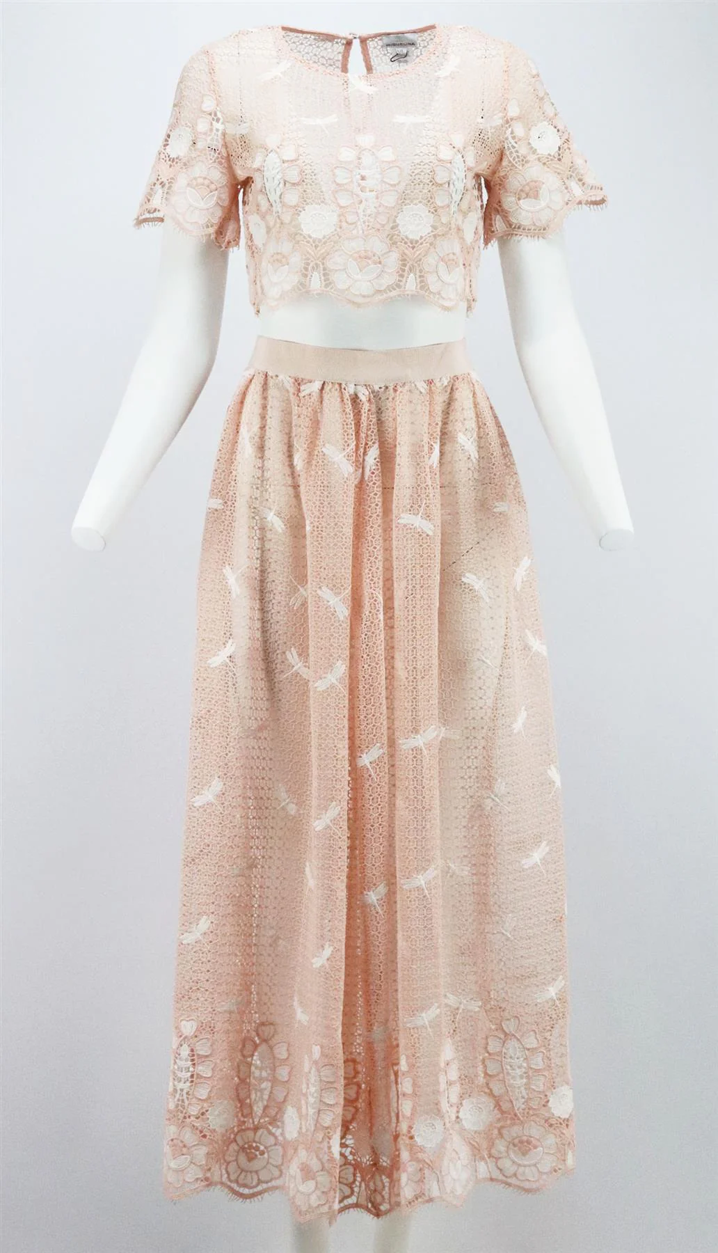 MIGUELINA PARIS EMBROIDERED CROCHETED COTTON MAXI SKIRT XSMALL - Image 2