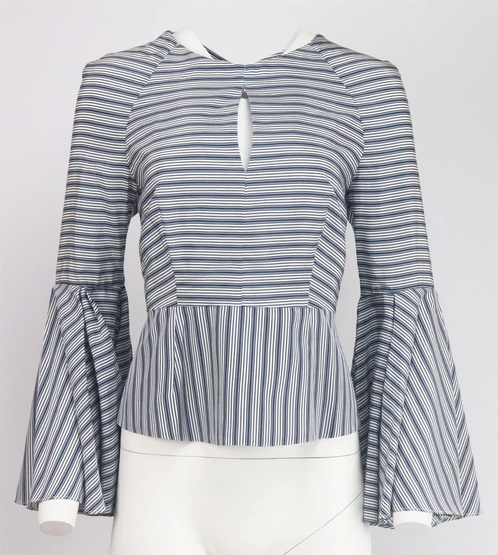 MILLY FLUTED STRIPED COTTON BLEND SHIRT US 10 UK 14 - Image 2