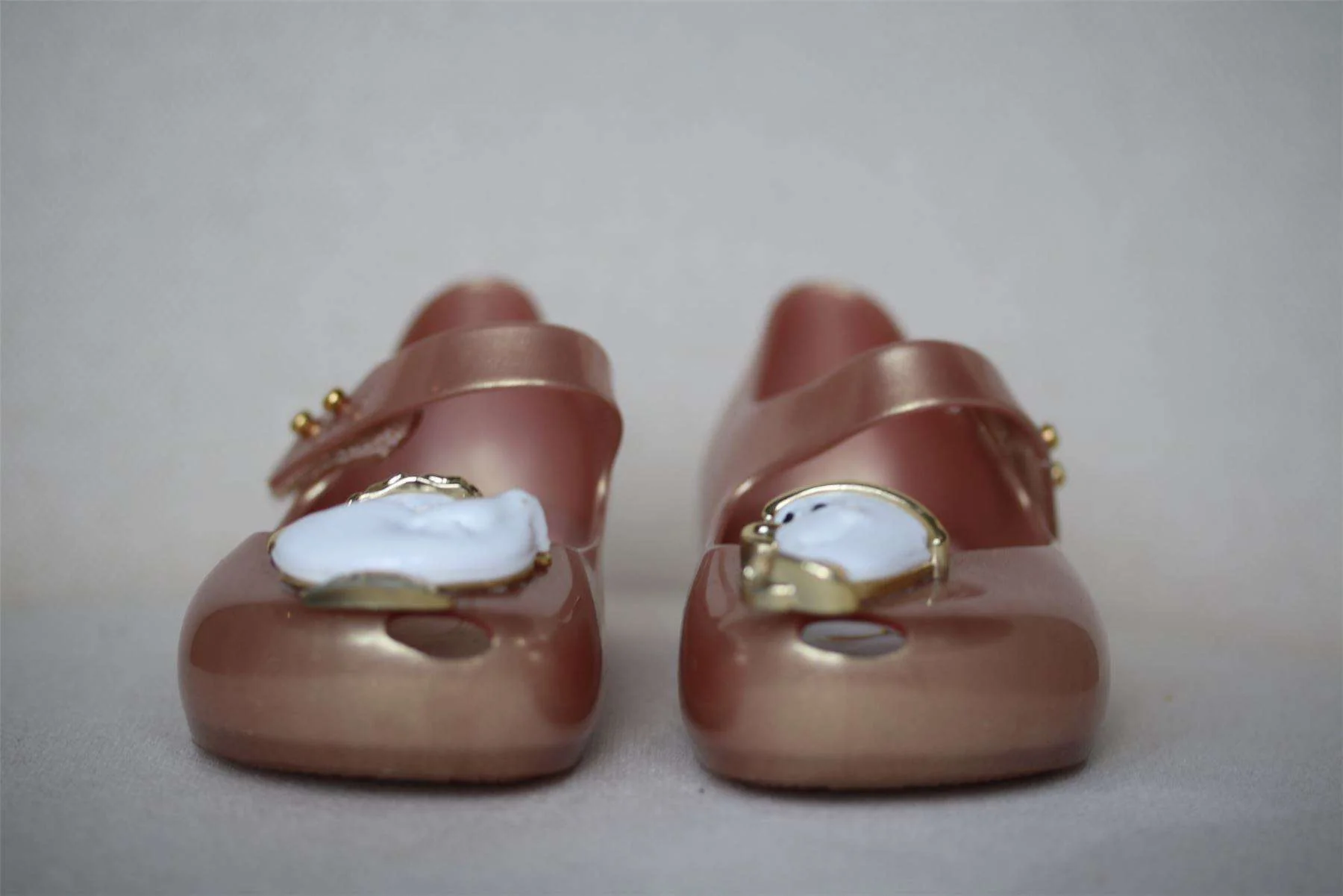 MINI MELISSA GIRLS BEAUTY & THE BEAST ROSE GOLD JELLY SHOES EU 24 UK 7 - Image 2
