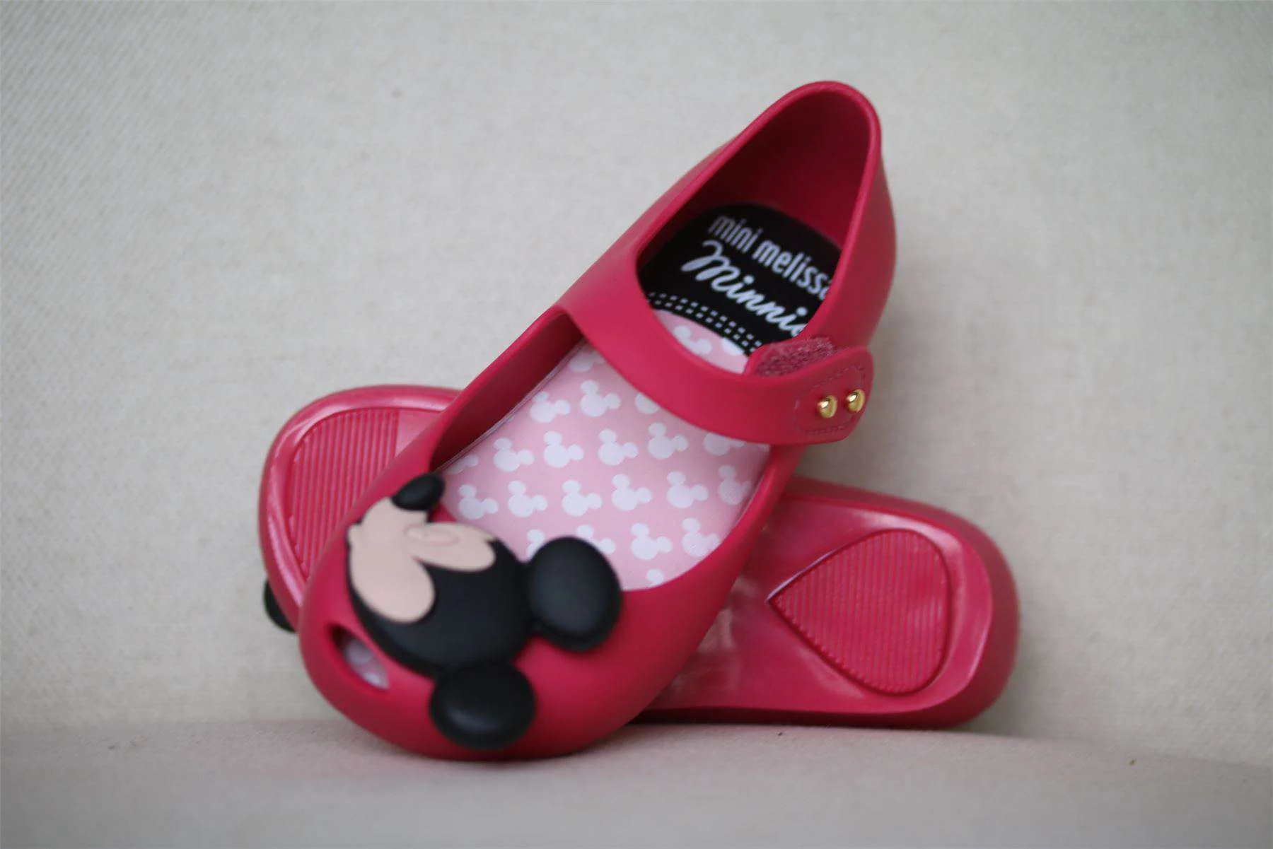 MINI MELISSA GIRLS BRIGHT PINK MINNE MOUSE JELLY SHOES EU 24 UK 7 - Image 2