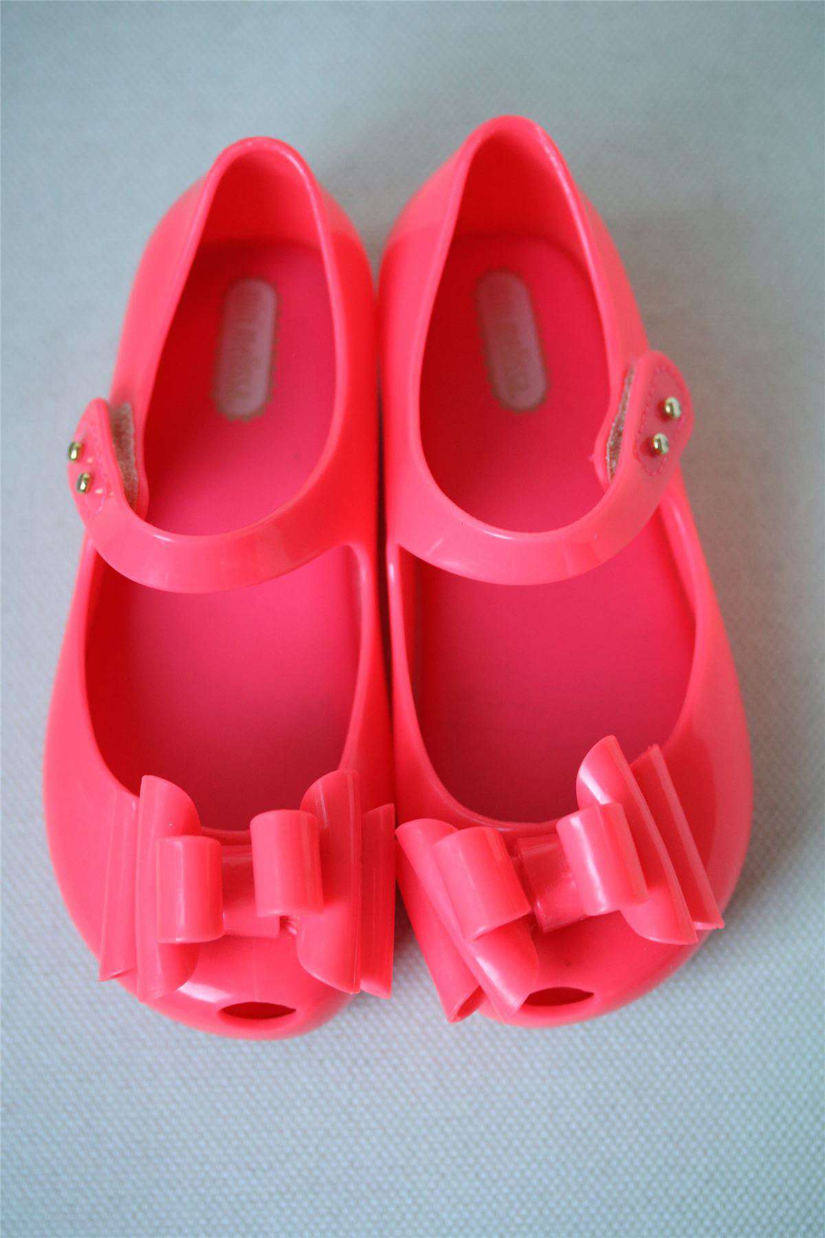 MINI MELISSA GIRLS NEON PINK ULTRAGIRL TRIPLE BOW JELLY SHOES EU 24 UK 7 - Image 4