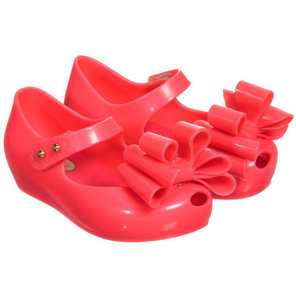 MINI MELISSA GIRLS NEON PINK ULTRAGIRL TRIPLE BOW JELLY SHOES EU 27 UK 9 - Image 2
