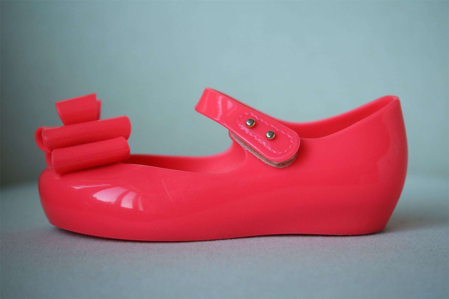 MINI MELISSA GIRLS NEON PINK ULTRAGIRL TRIPLE BOW JELLY SHOES EU 27 UK 9 - Image 3