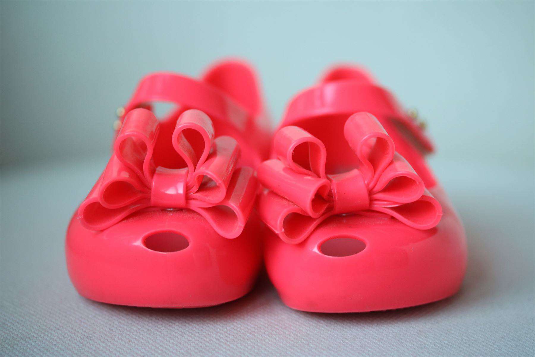 MINI MELISSA GIRLS NEON PINK ULTRAGIRL TRIPLE BOW JELLY SHOES EU 27 UK 9 - Image 5
