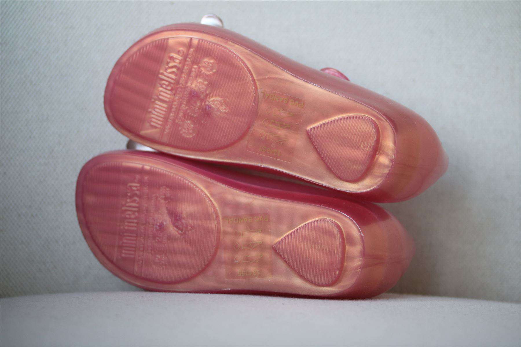 MINI MELISSA GIRLS PINK TRIPLE FLOWER JELLY SHOES EU 27 UK 9 - Image 5