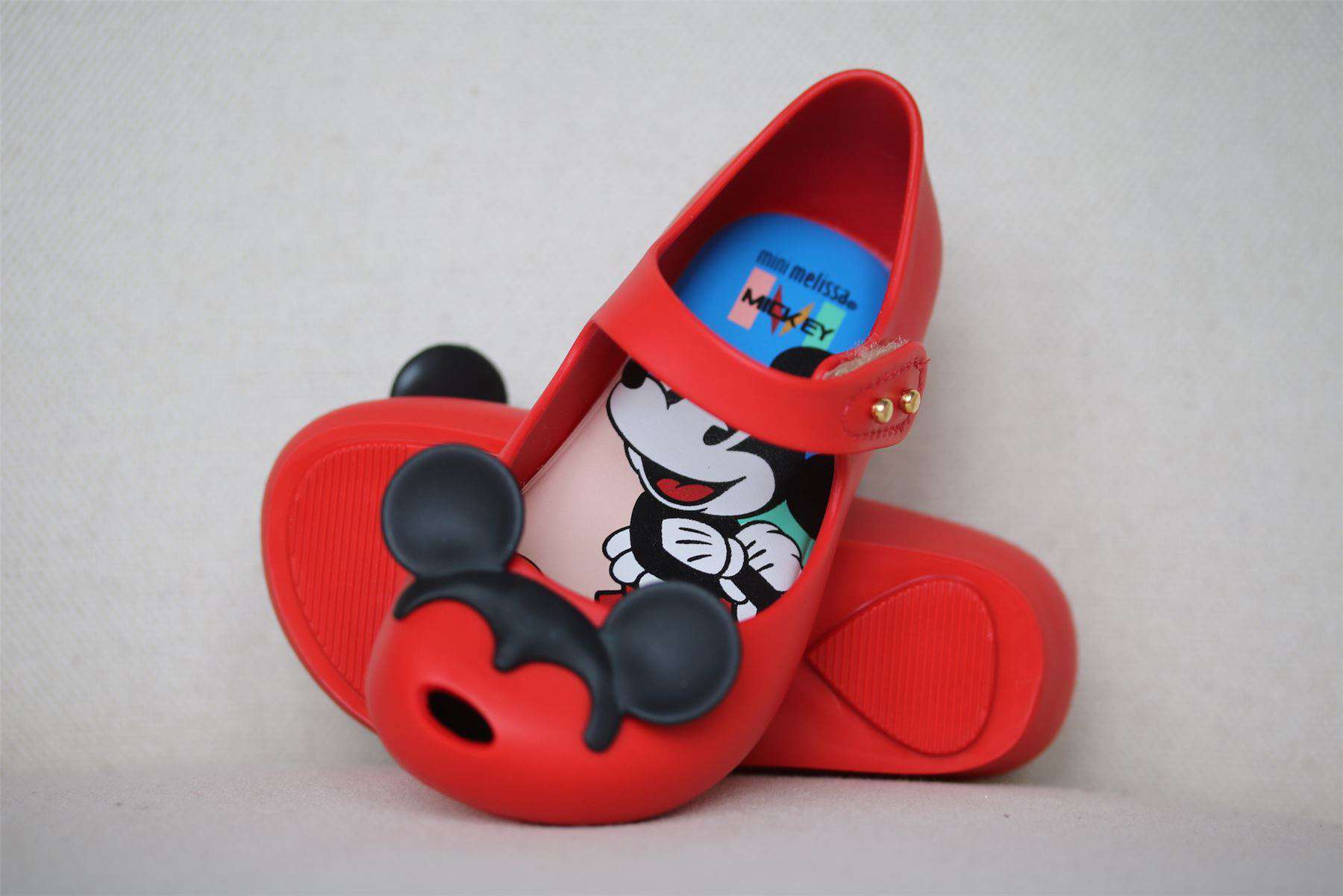 MINI MELISSA GIRLS RED MINNE & MICKEY MOUSE JELLY SHOES EU 24 UK 7 - Image 2