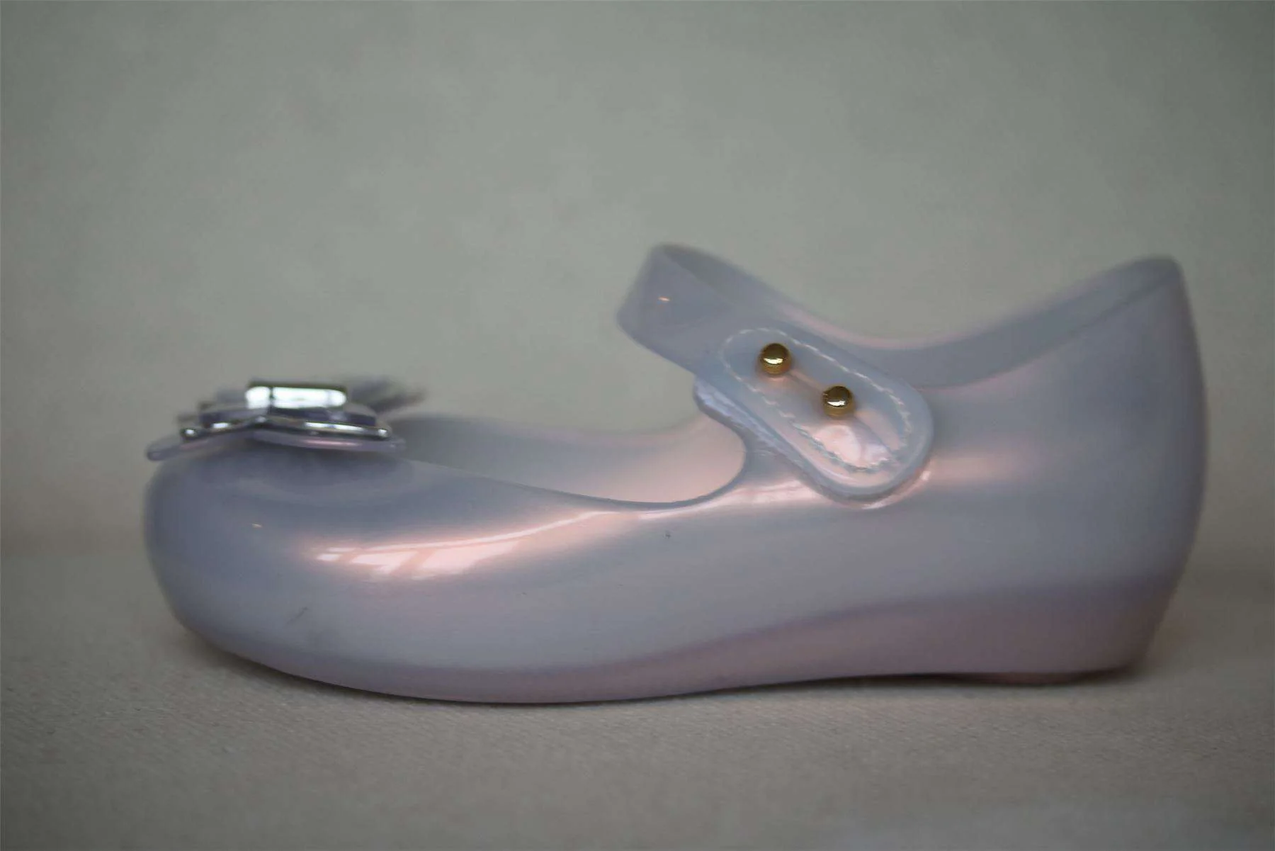 MINI MELISSA GIRLS SILVER BUTTERFLY JELLY SHOES EU 24 UK 7