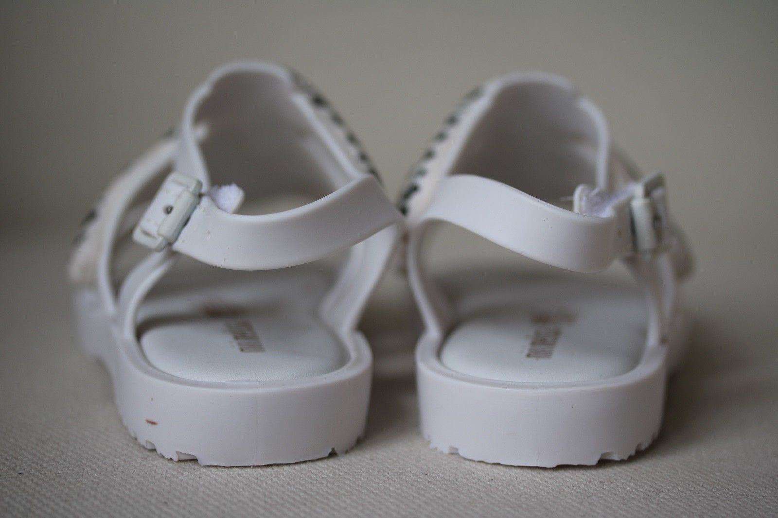 MINI MELISSA KIDS WHITE JEREMY SCOTT FLOX LEOPARD SANDALS EU 24 UK 7 - Image 3