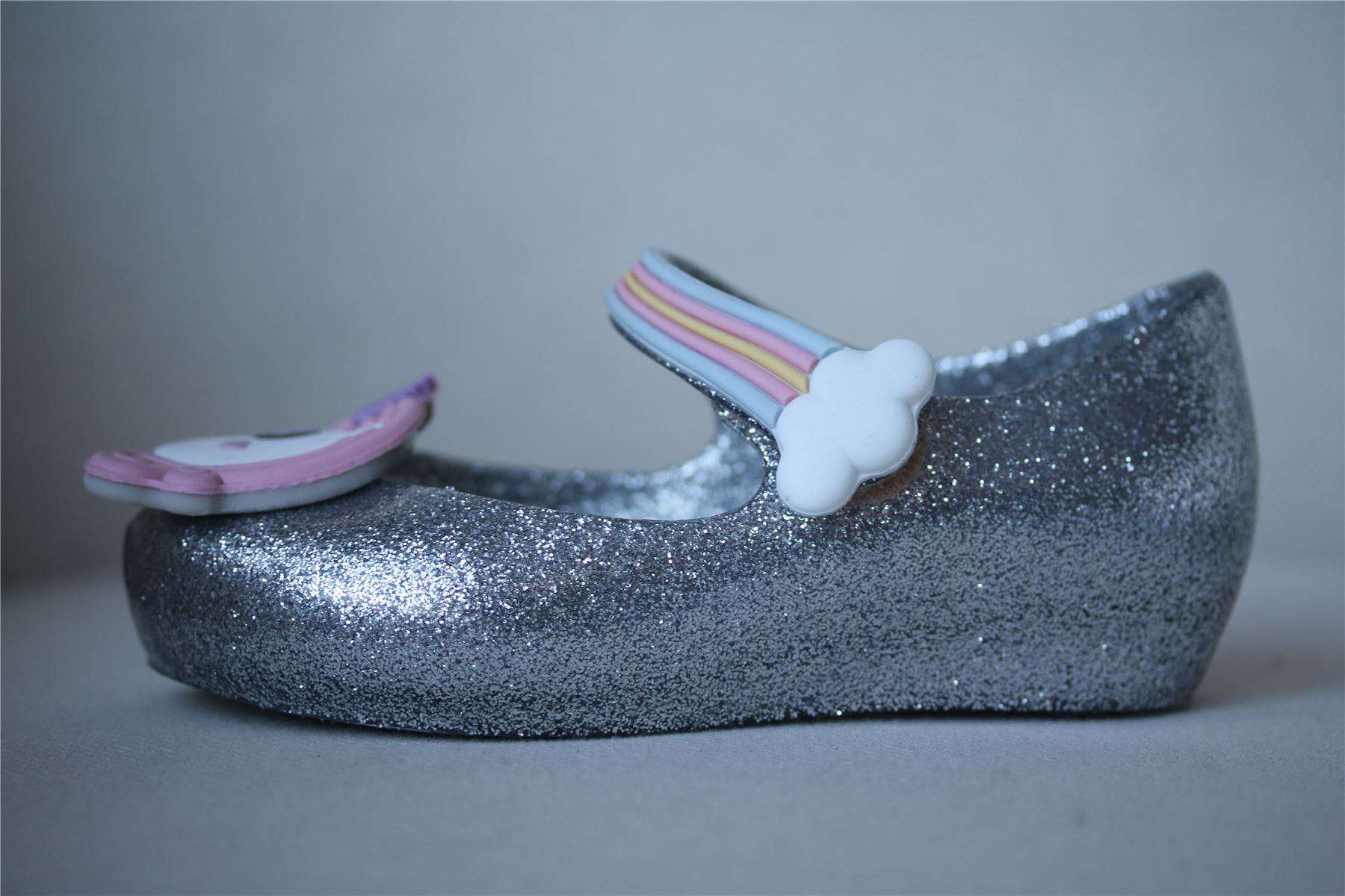 MINI MELISSA SILVER ULTRAGIRL JELLY SHOES EU 27 UK 9 - Image 2