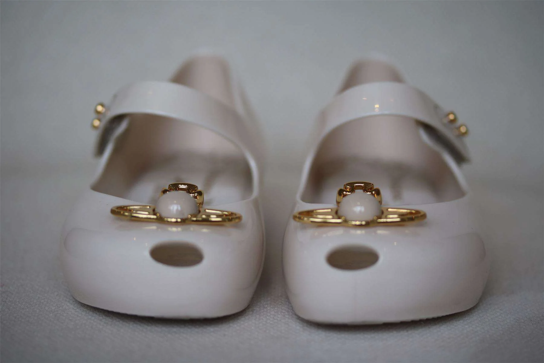 MINI MELISSA X VIVIENNE WESTWOOD GIRLS IVORY PEARL ORB JELLY SHOES EU 24 UK 7 - Image 2
