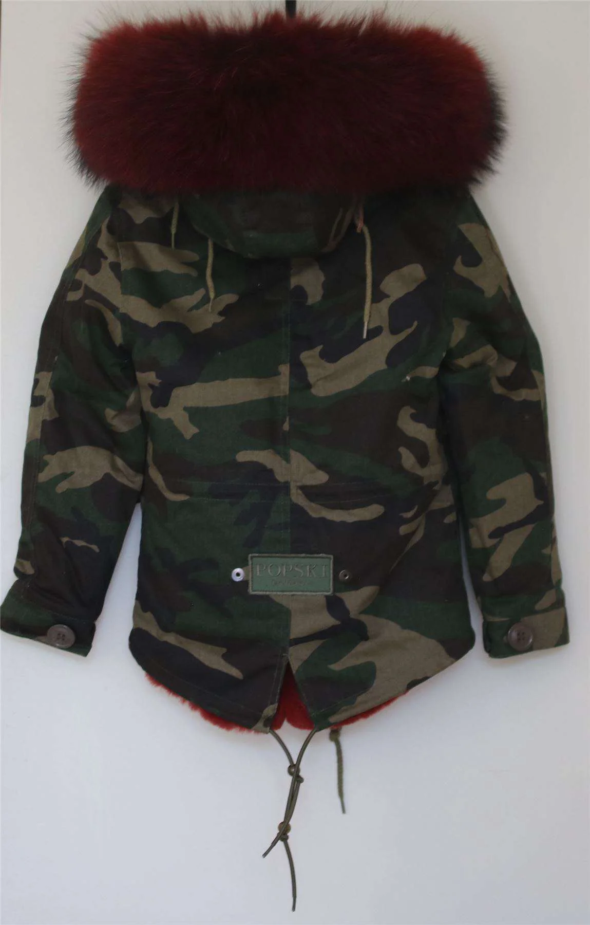 MINI POPSKI GIRLS CAMO PARKA JACKET WITH NATURAL RACCOON FUR COLLAR & LINING 4-5 YEARS - Image 2