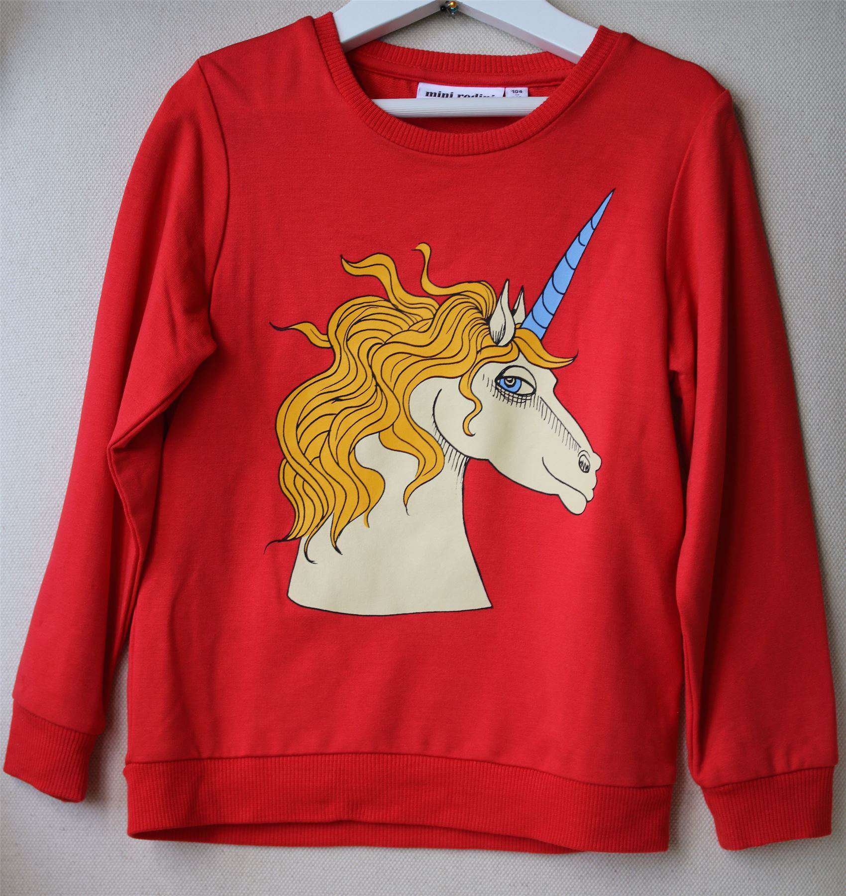 MINI RODINI RED COTTON UNICORN SWEATER 4-5 YEARS - Image 2