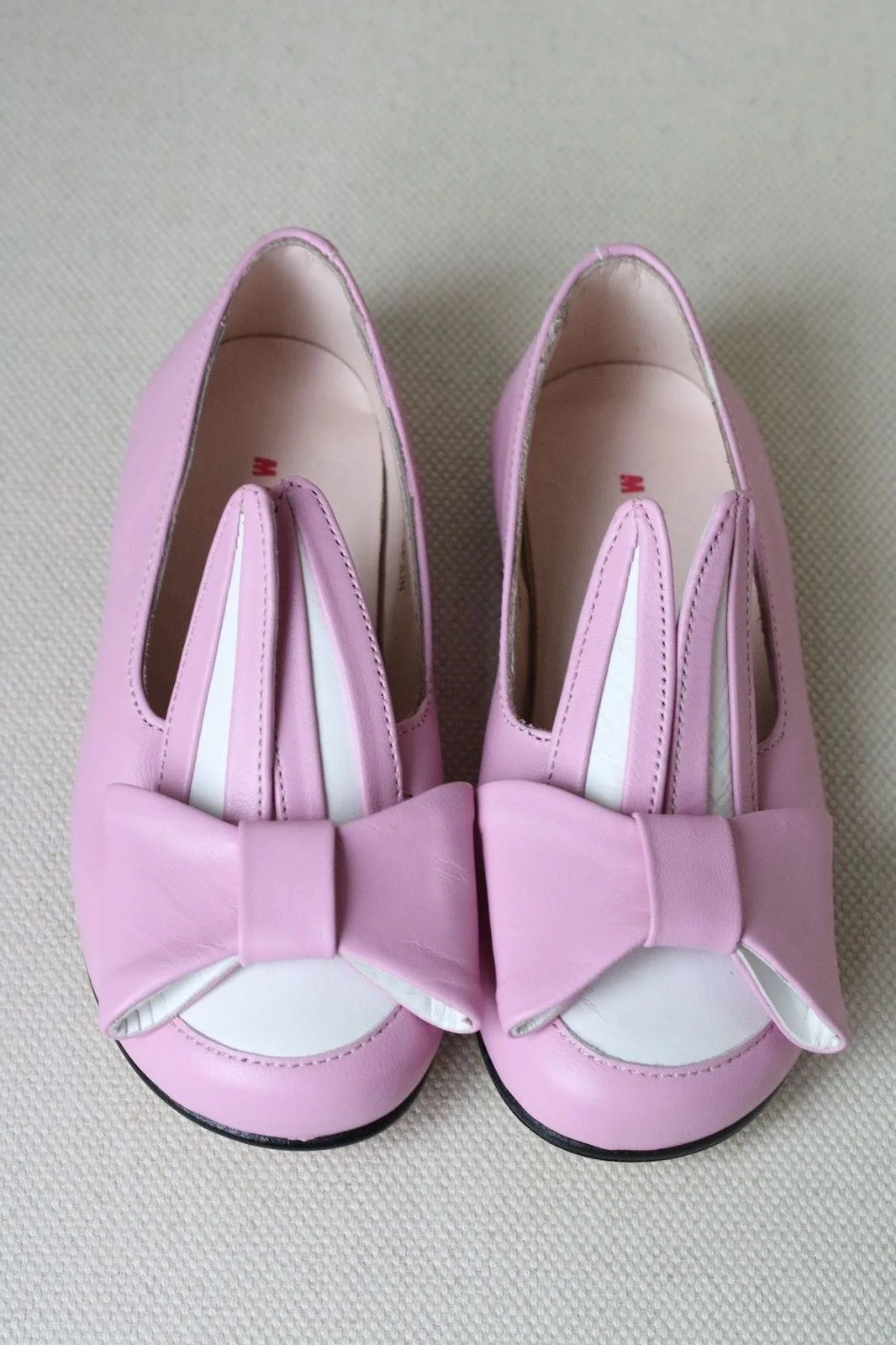 MINNA PARIKKA MINI BABY GIRLS PINK AND WHITE LEATHER BUNNY EARS SHOES EU 24 UK 6 - Image 5