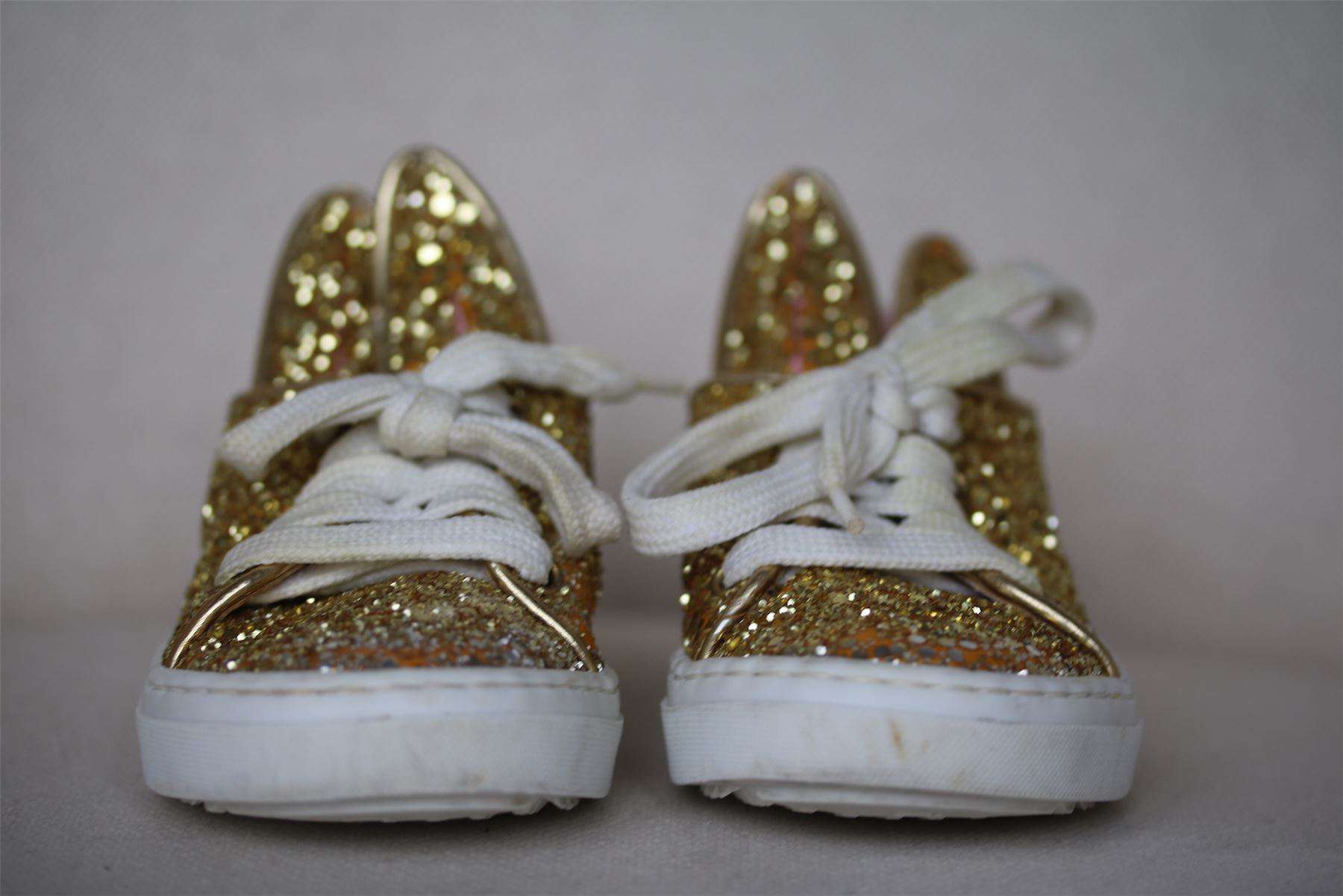 MINNA PARIKKA MINI GIRLS GOLD GLITTER TRAINERS EU 24 UK 7 - Image 3