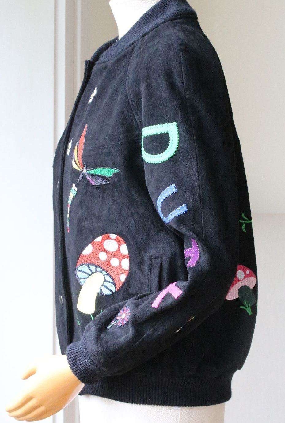 MIRA MIKATI SUEDE PATCHED BOMBER JACKET FR 36 UK 8 - Image 6