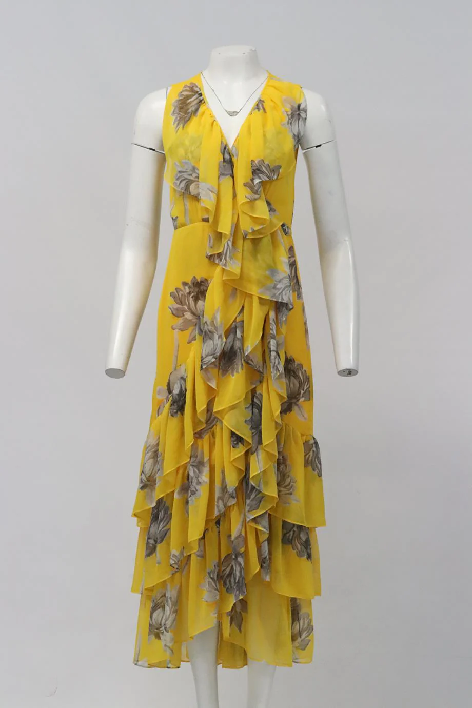 MISA FLORAL PRINT CHIFFON WRAP MAXI DRESS LARGE - Image 2