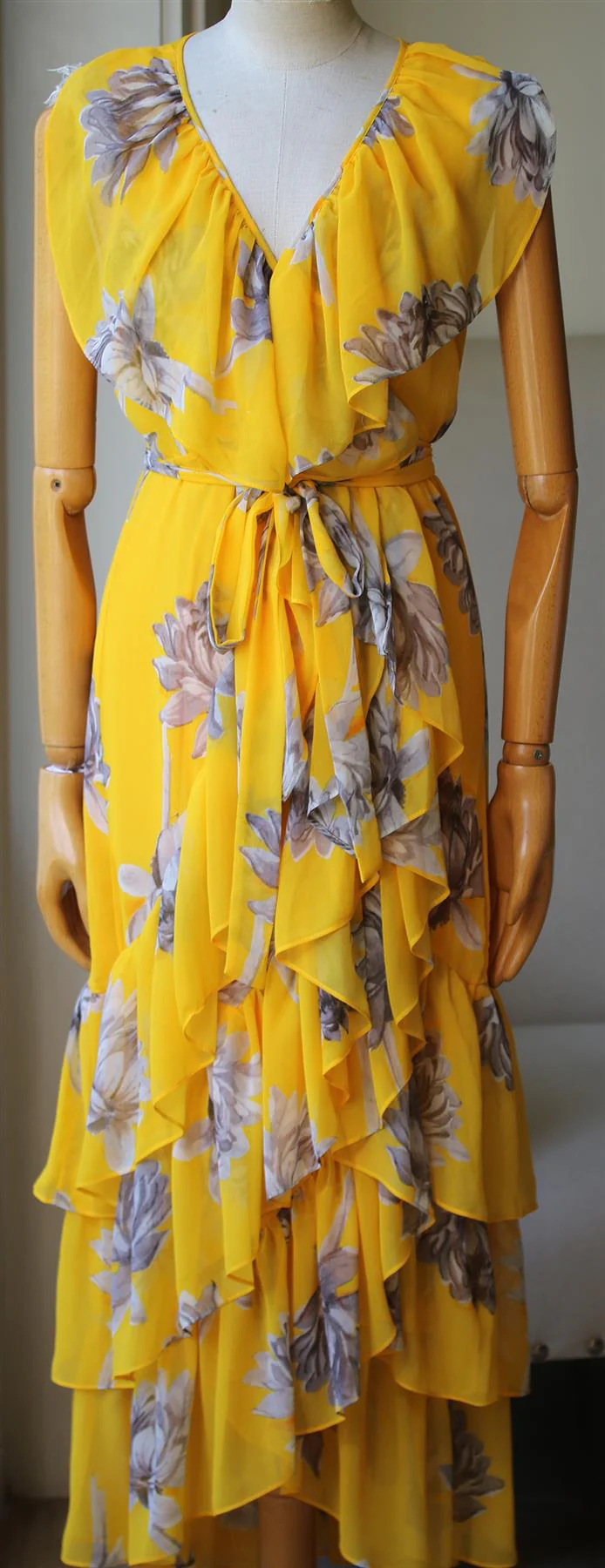 MISA ILUNE FLORAL PRINT WRAP MAXI DRESS LARGE - Image 2