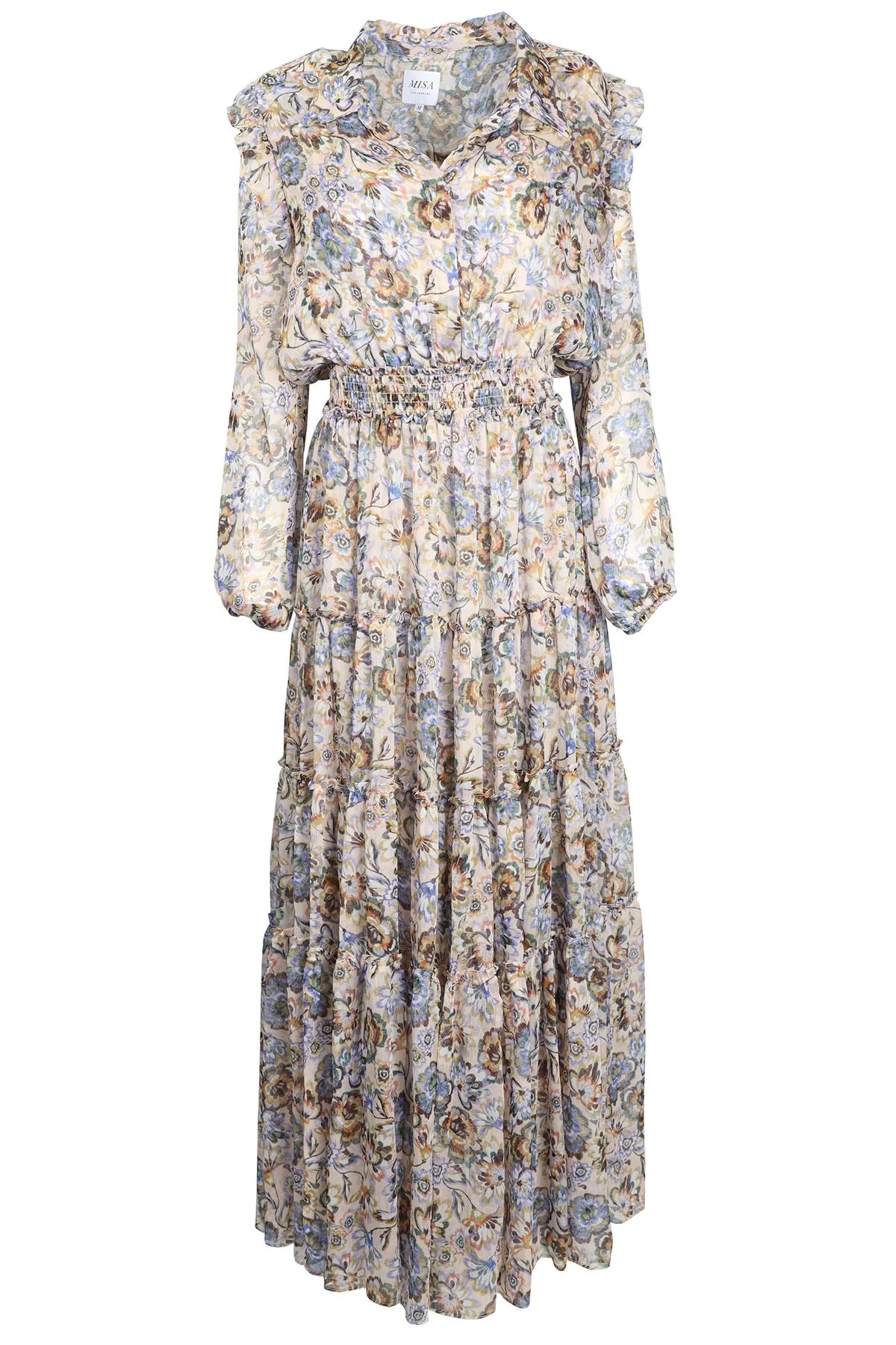 MISA LOS ANGELES BLUE CHIFFON MAXI DRESS MEDIUM