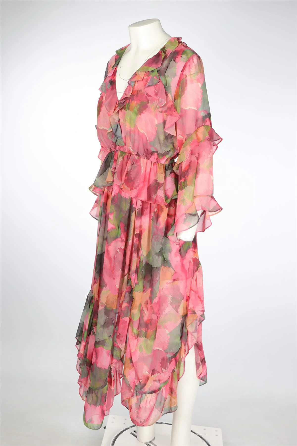MISA LOS ANGELES PINK CHIFFON MAXI DRESS MEDIUM - Image 3