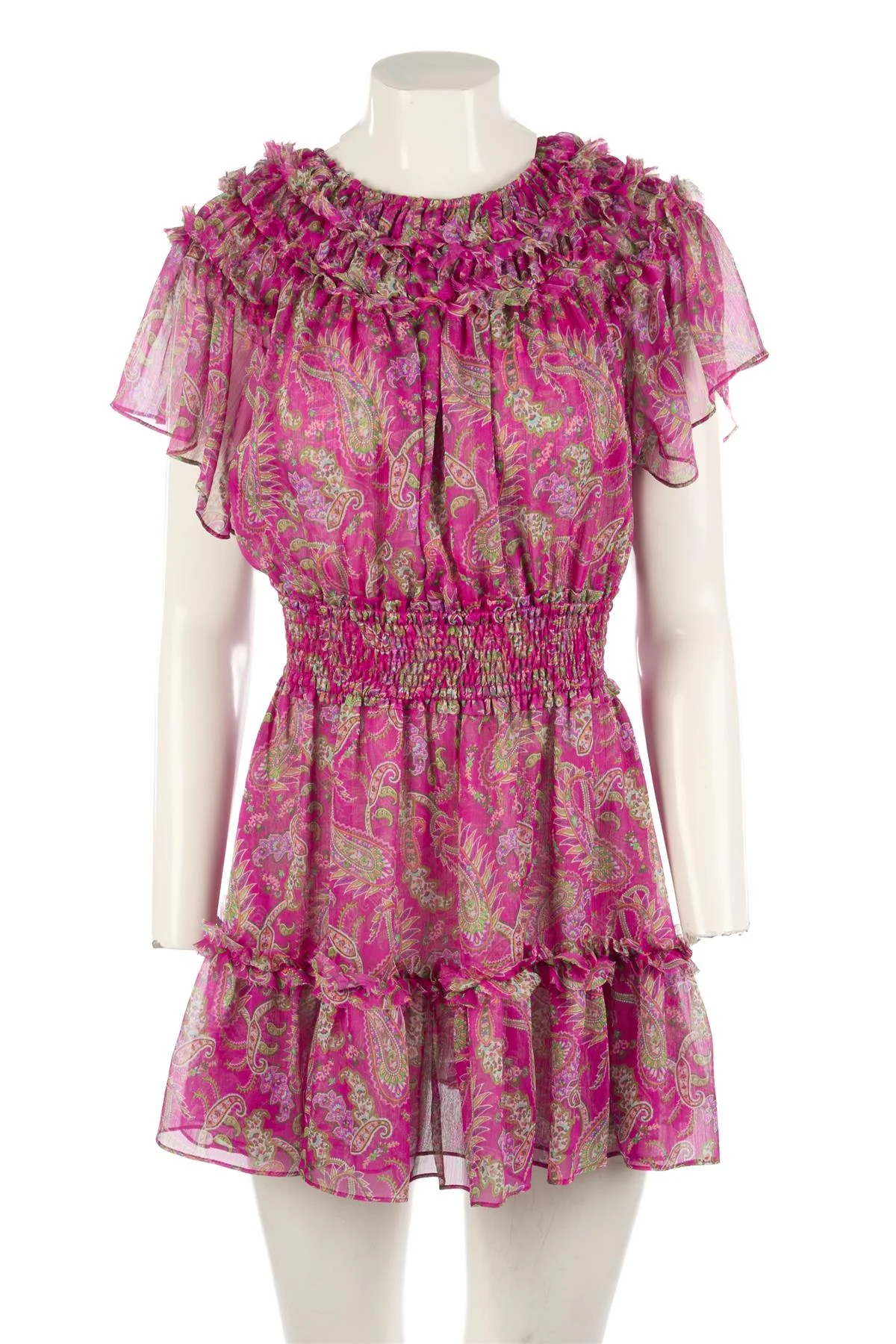 MISA LOS ANGELES PINK CHIFFON MINI DRESS MEDIUM - Image 2
