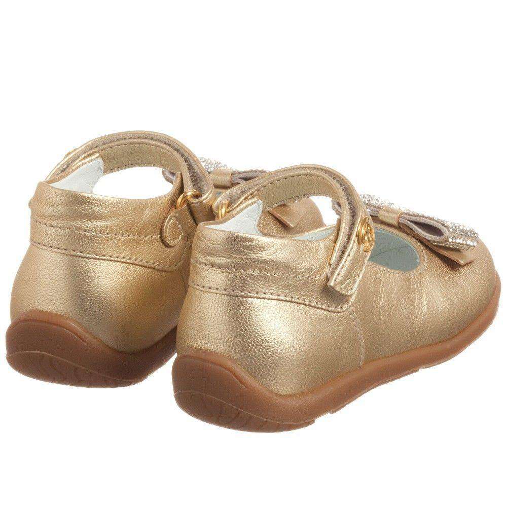 MISS BLUMARINE BABY GIRLS GOLD DIAMANTE SHOES EU 22 UK 5 - Image 6