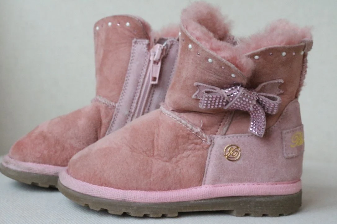 MISS BLUMARINE BABY GIRLS PINK SUEDE DIAMANTE BOOTS EU 24 UK 7 - Image 4