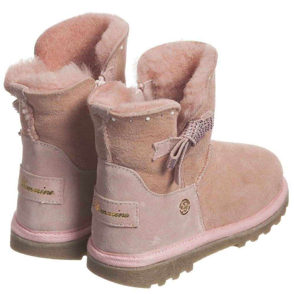 MISS BLUMARINE BABY GIRLS PINK SUEDE DIAMANTE BOOTS EU 24 UK 7 - Image 5