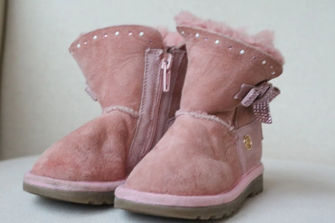 MISS BLUMARINE BABY GIRLS PINK SUEDE DIAMANTE BOOTS EU 26 UK 8.5 - Image 6