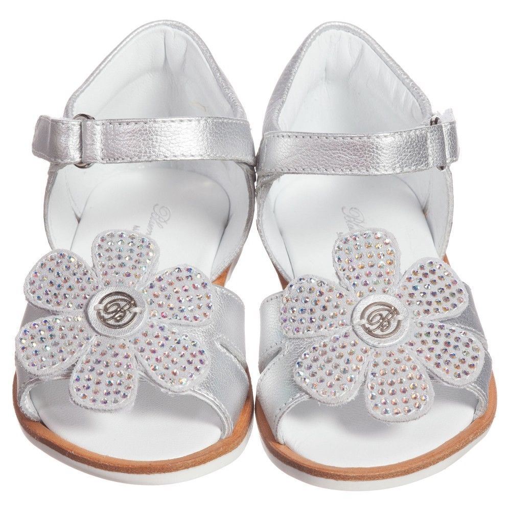 MISS BLUMARINE BABY SILVER LEATHER SANDALS EU 20 UK 4 - Image 3