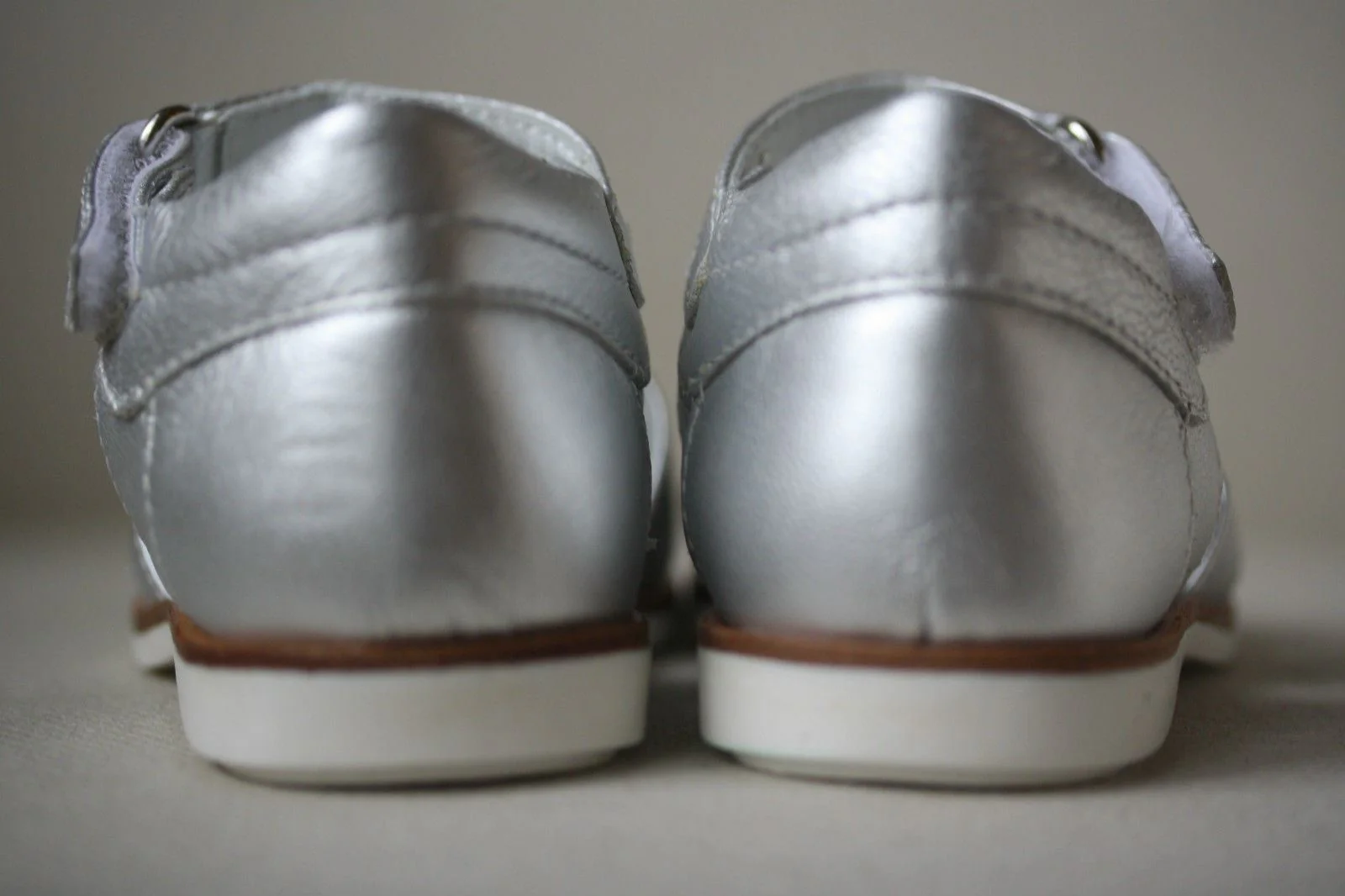 MISS BLUMARINE BABY SILVER LEATHER SANDALS EU 20 UK 4 - Image 6