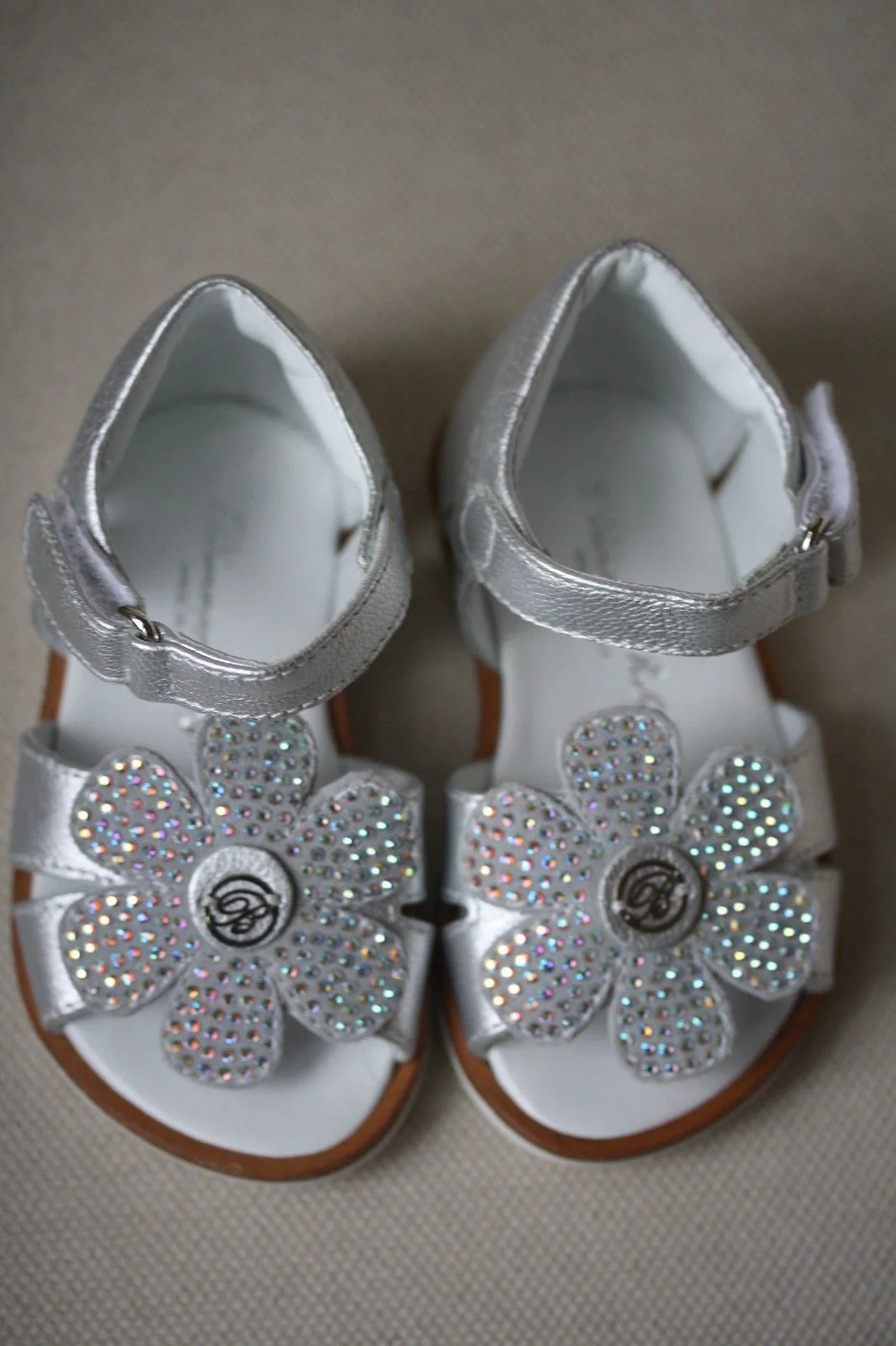 MISS BLUMARINE BABY SILVER LEATHER SANDALS EU 20 UK 4 - Image 7