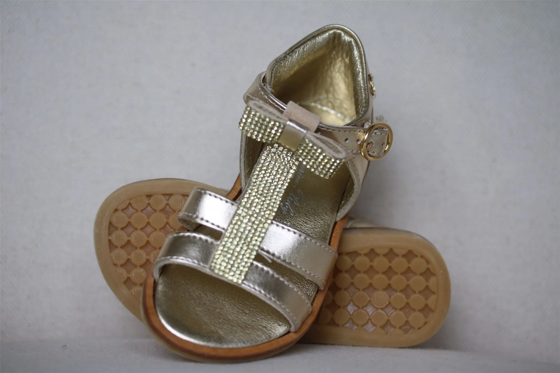 MISS BLUMARINE GIRLS GOLD SANDALS WITH DIAMANTÉ EU 24 UK 7 - Image 5