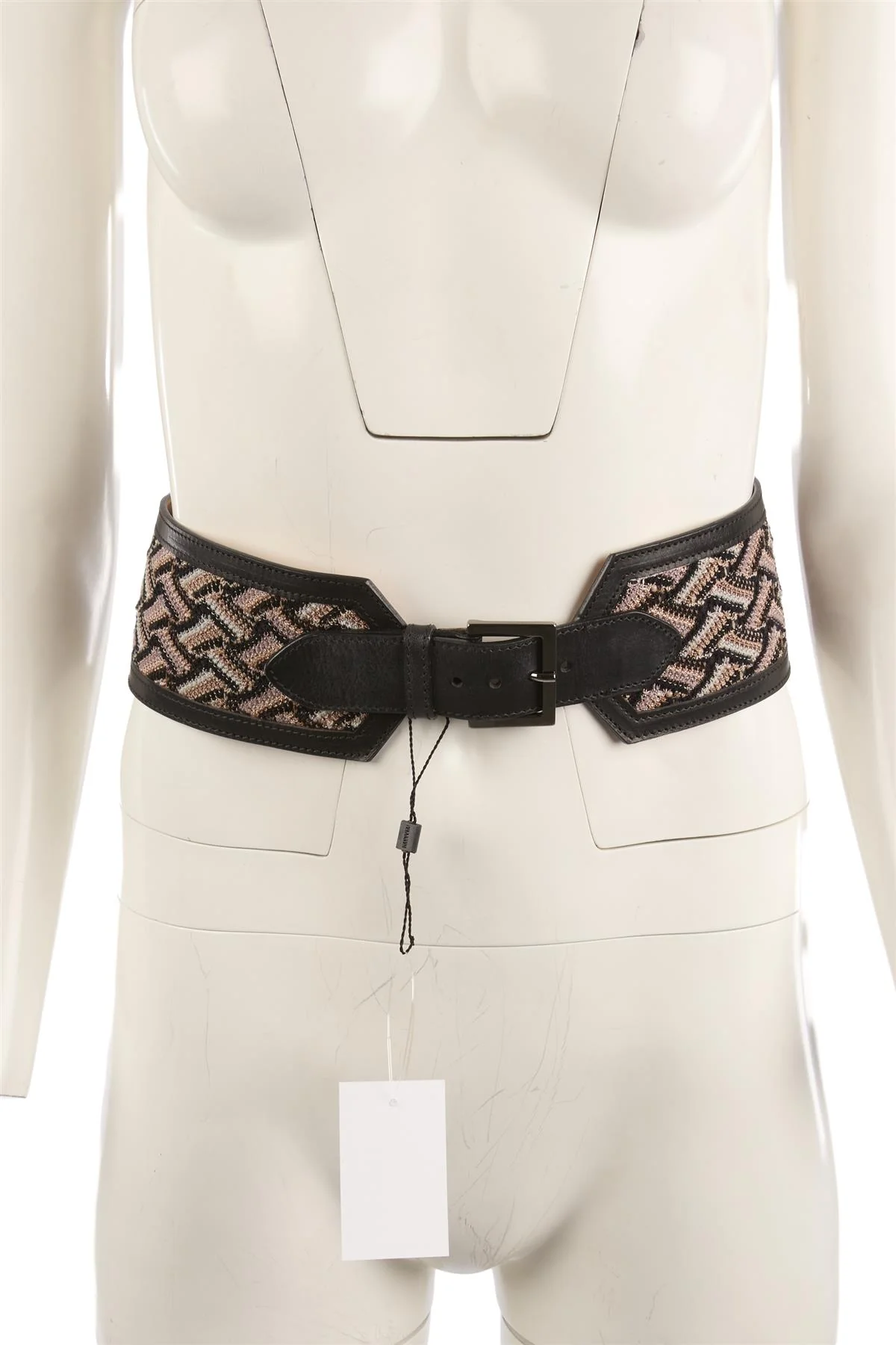 MISSONI BLACK LEATHER WAIST BELT 80CM - Image 6