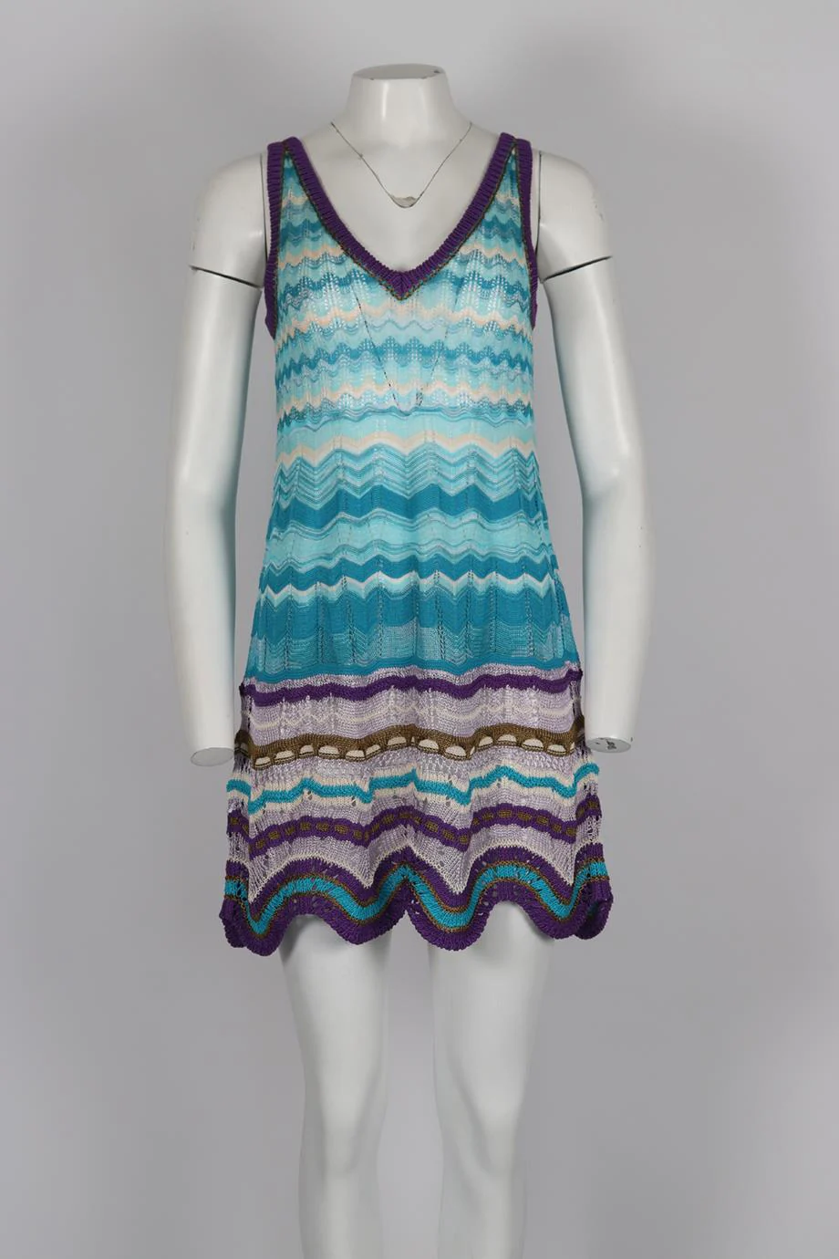 MISSONI CROCHET KNIT MINI DRESS IT 40 UK 8 - Image 2