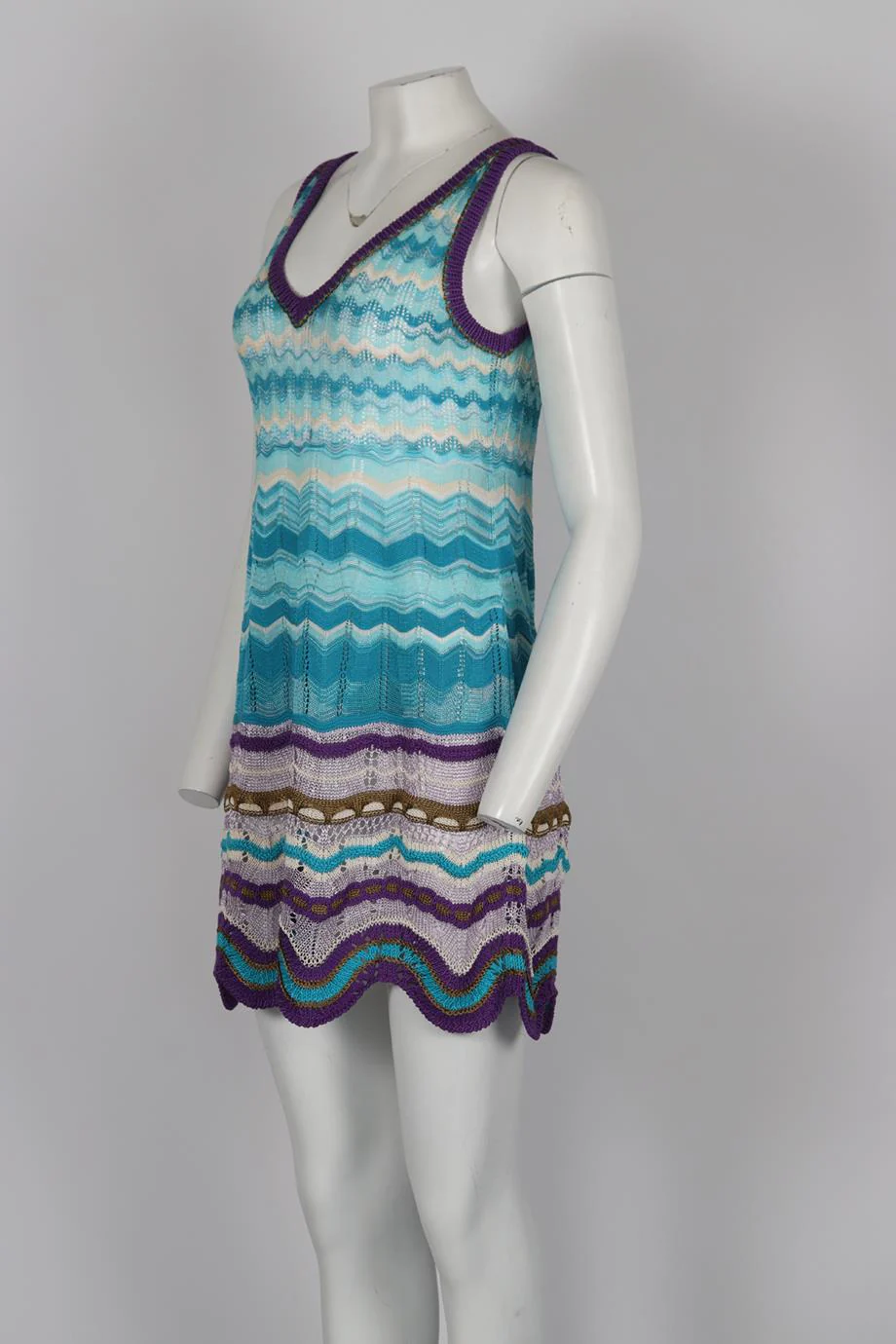 MISSONI CROCHET KNIT MINI DRESS IT 40 UK 8 - Image 3