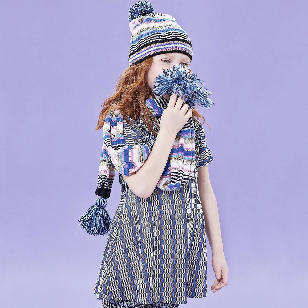 MISSONI GIRLS BLUE ZIGZAG DRESS 4-5 YEARS - Image 6